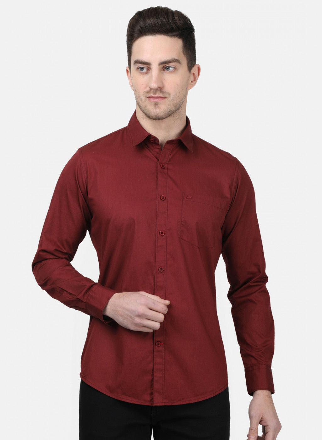 Mens Maroon Solid Shirts