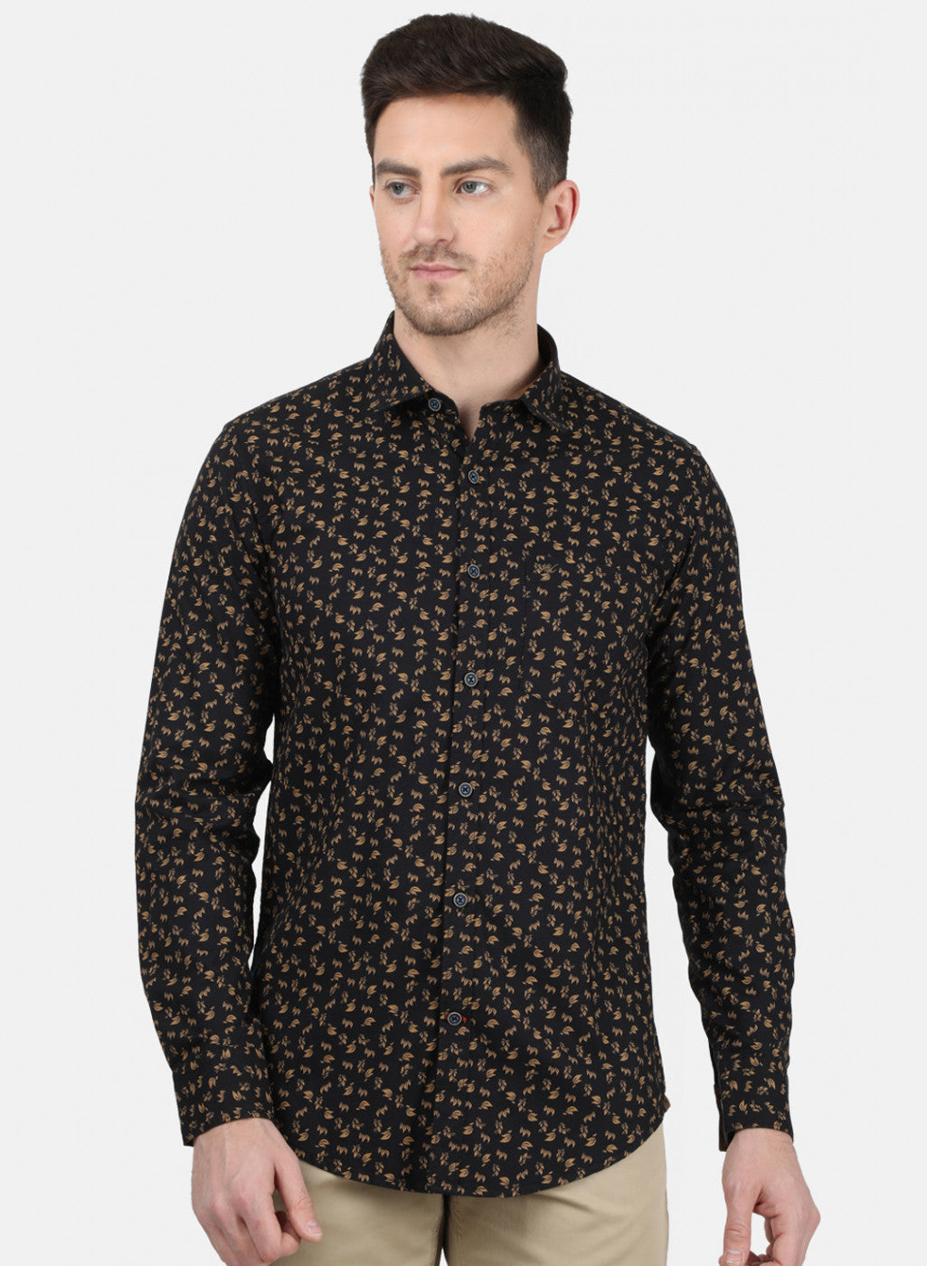 Mens Black Printed Shirt