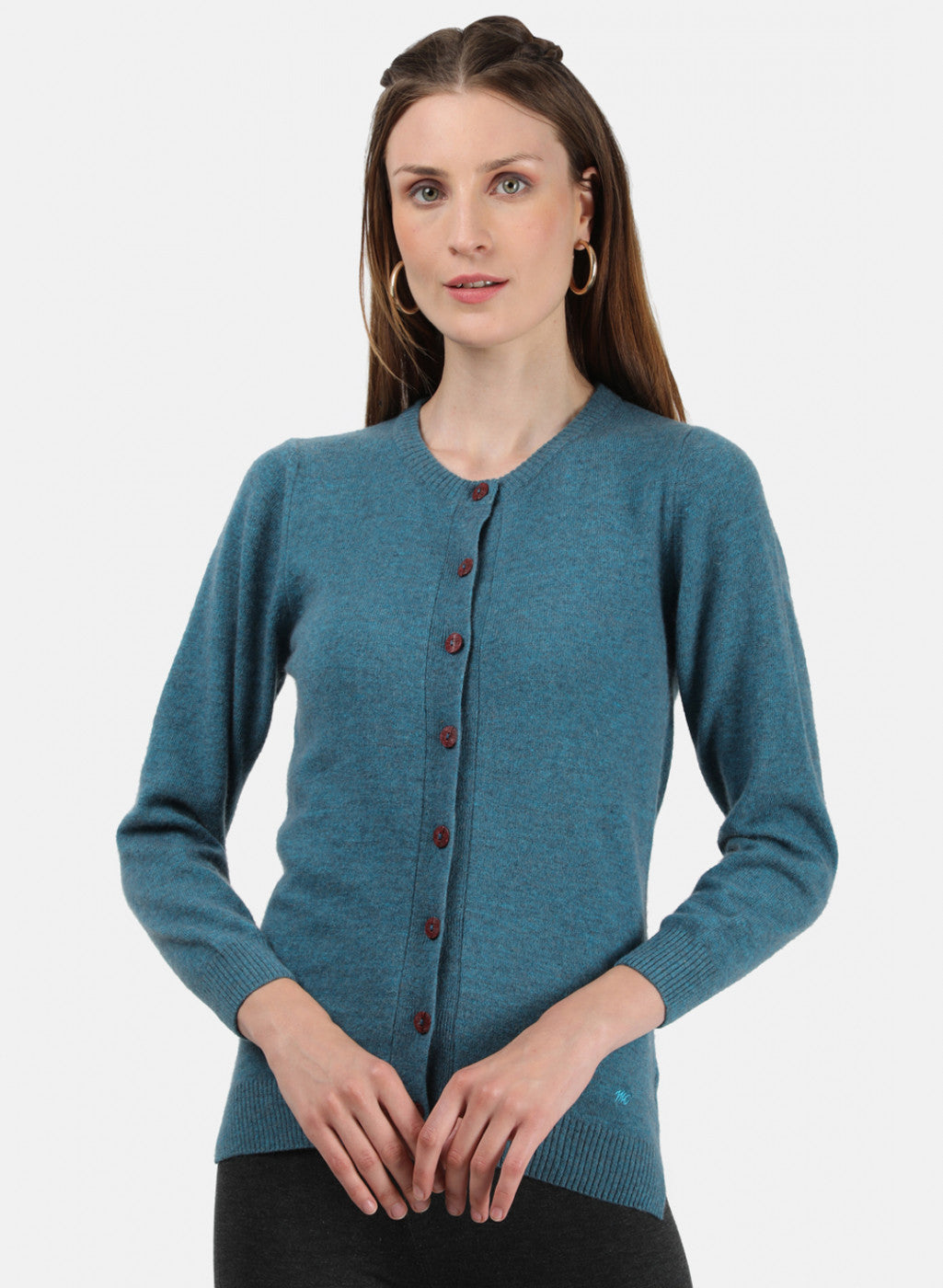 Women Blue Solid Cardigan