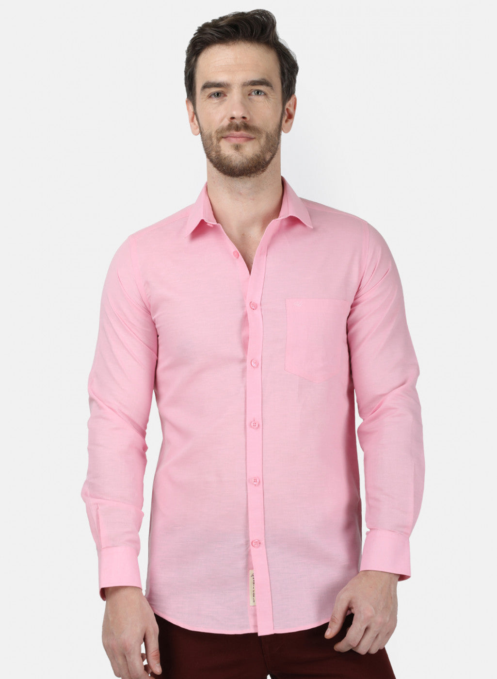 Mens Pink Solid Shirt