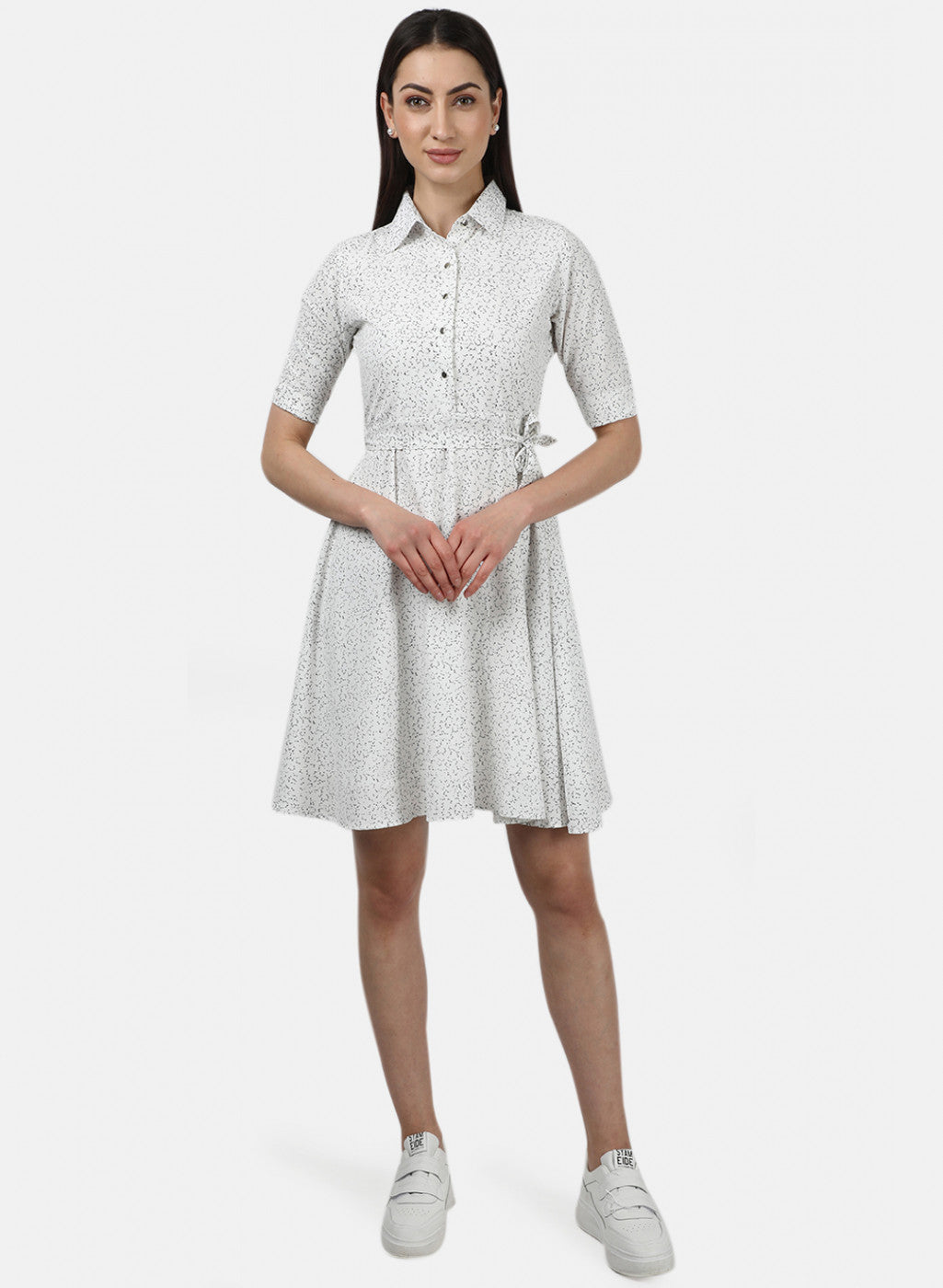 Womens White Printed Dress