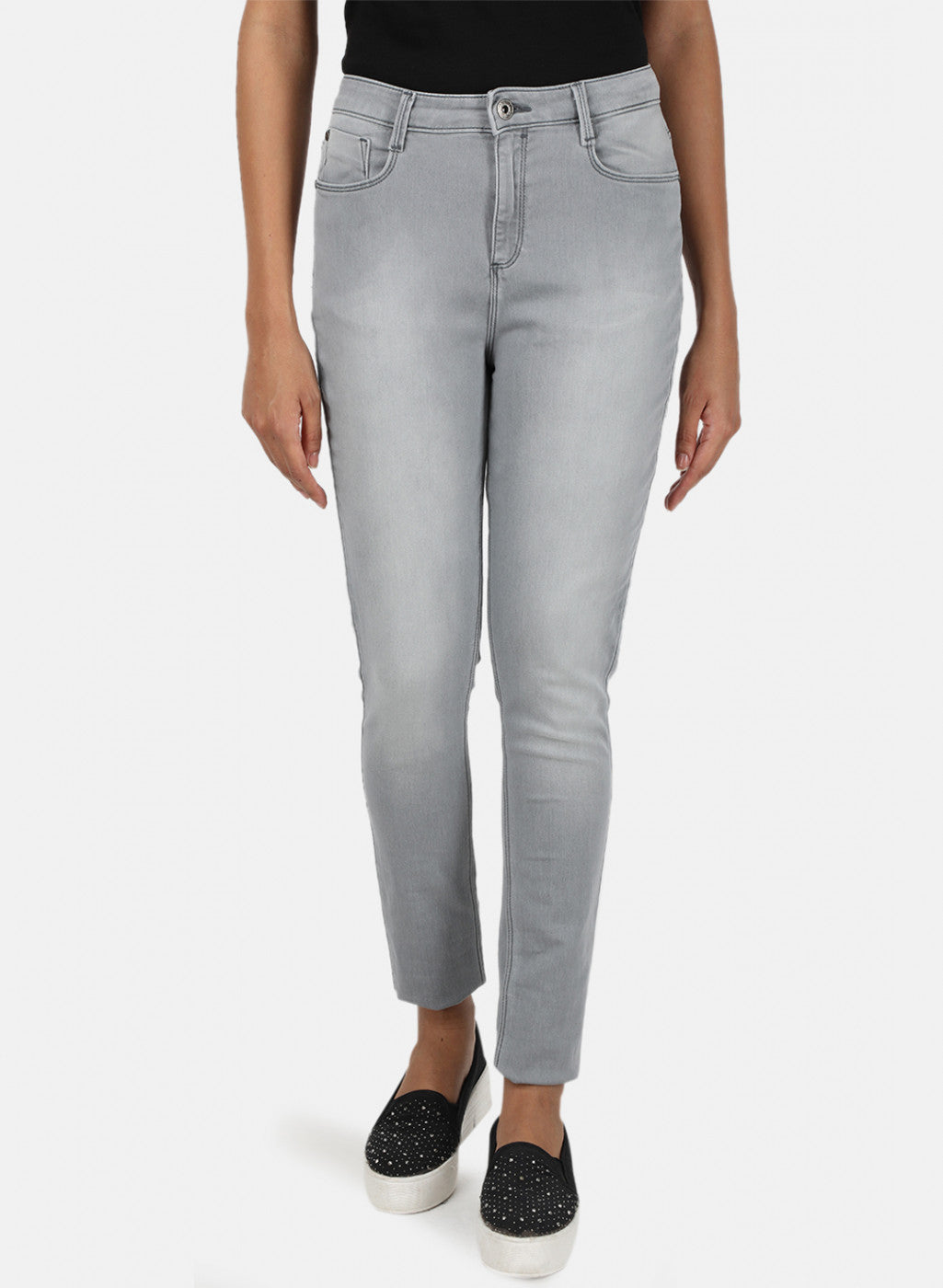 Womens Grey Regular Denim