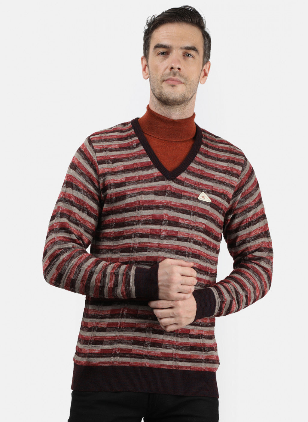 Men Red Solid Pullover