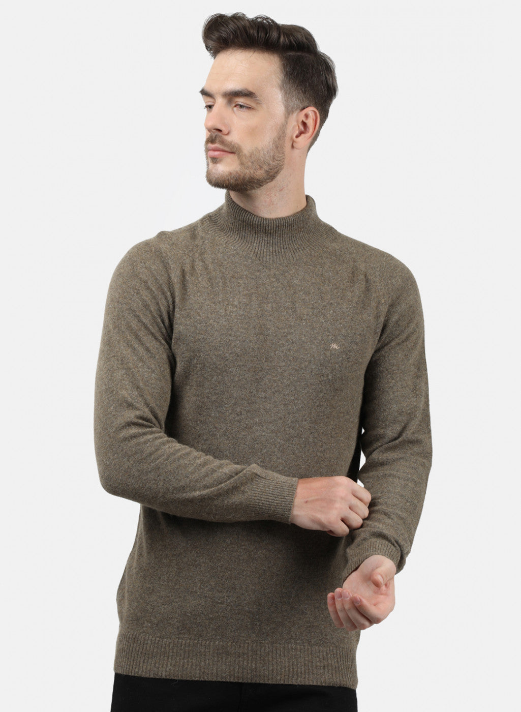 Men Brown Solid Pullover