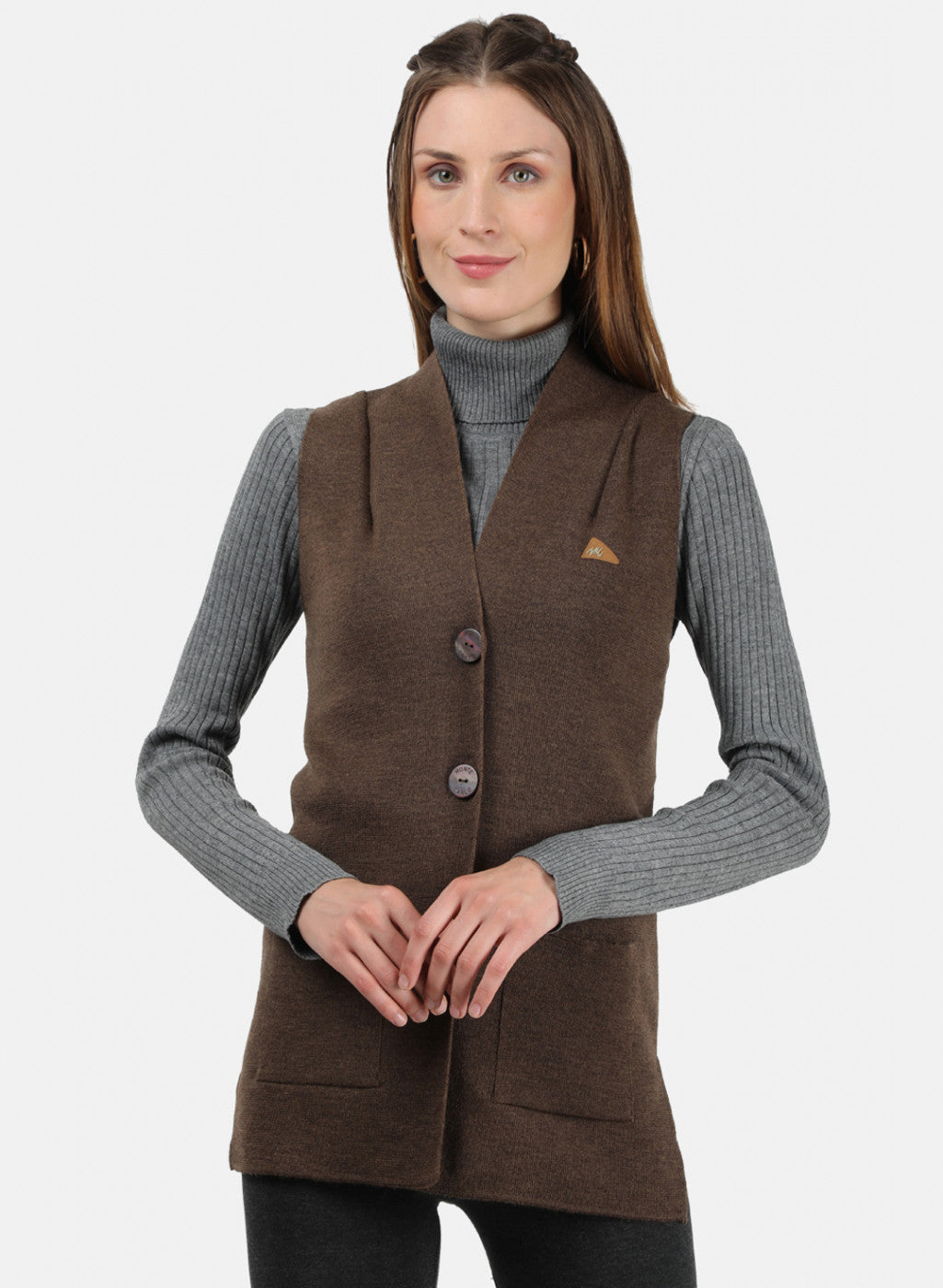 Women Brown Solid Cardigan