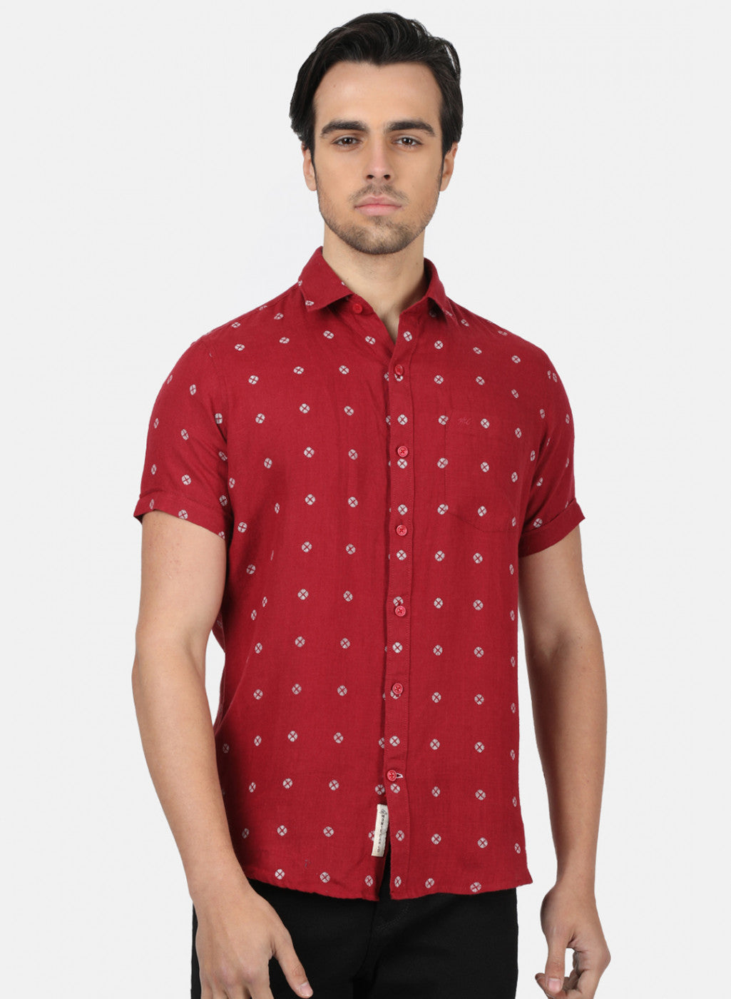 Men Maroon Printed Shirts