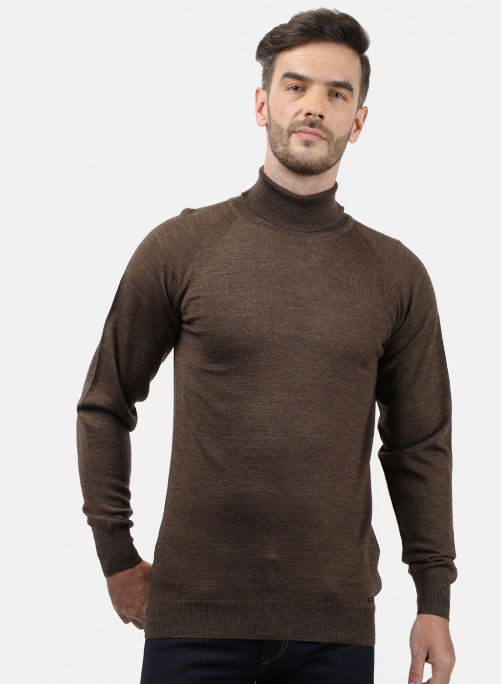 Men Brown Solid Pullover