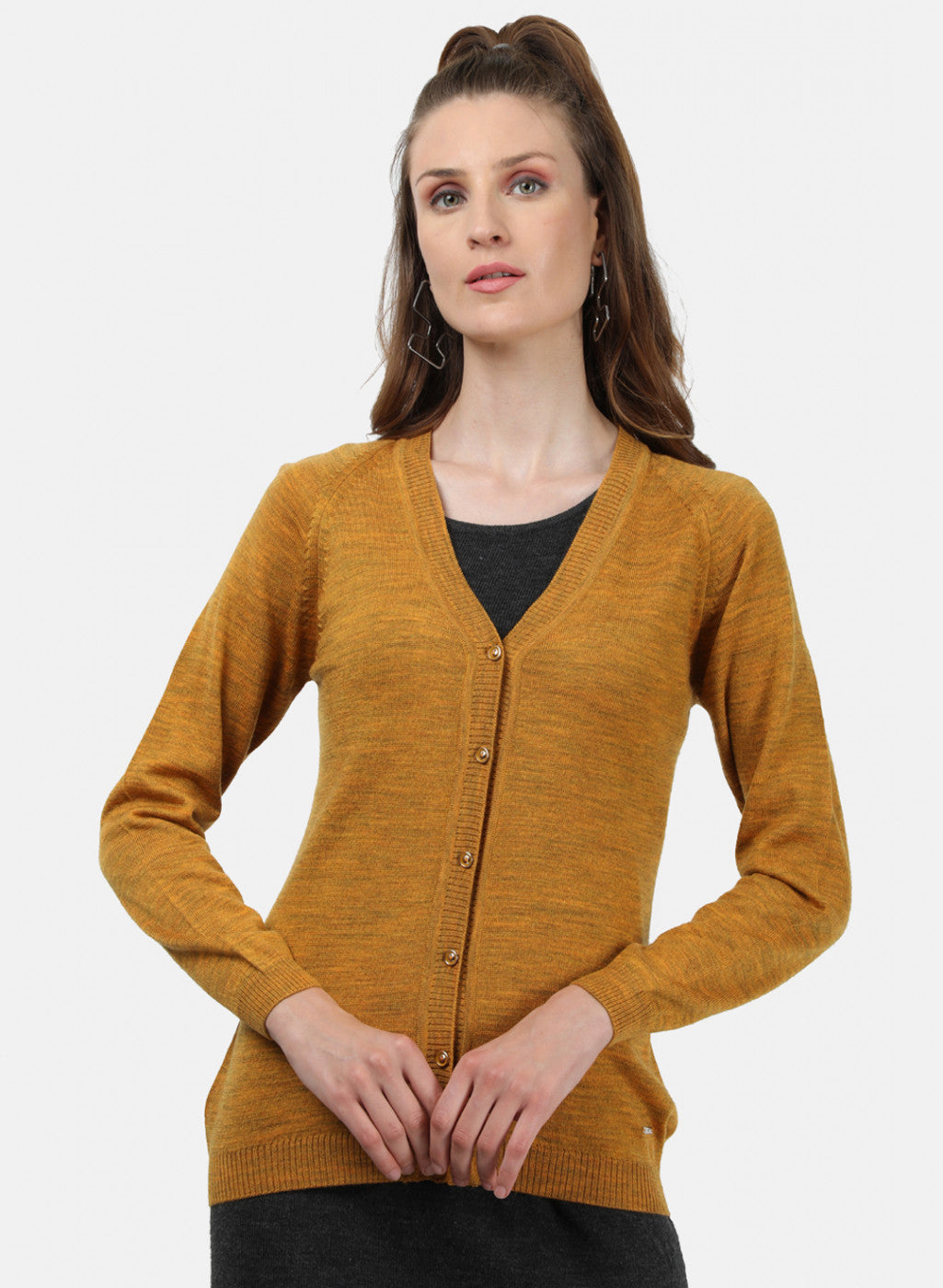 Women Yellow Solid Cardigan