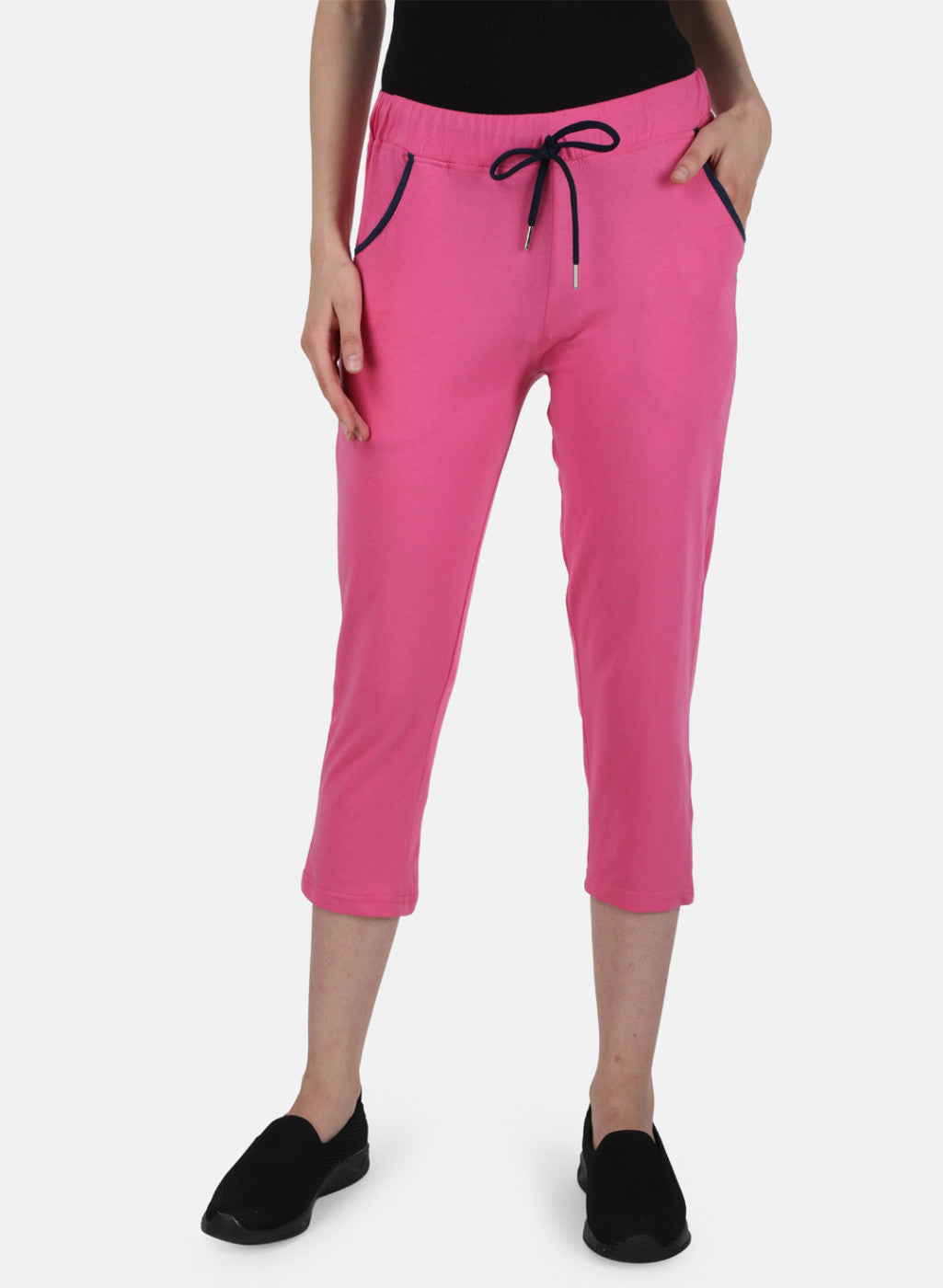 Womens Pink Regular Capri