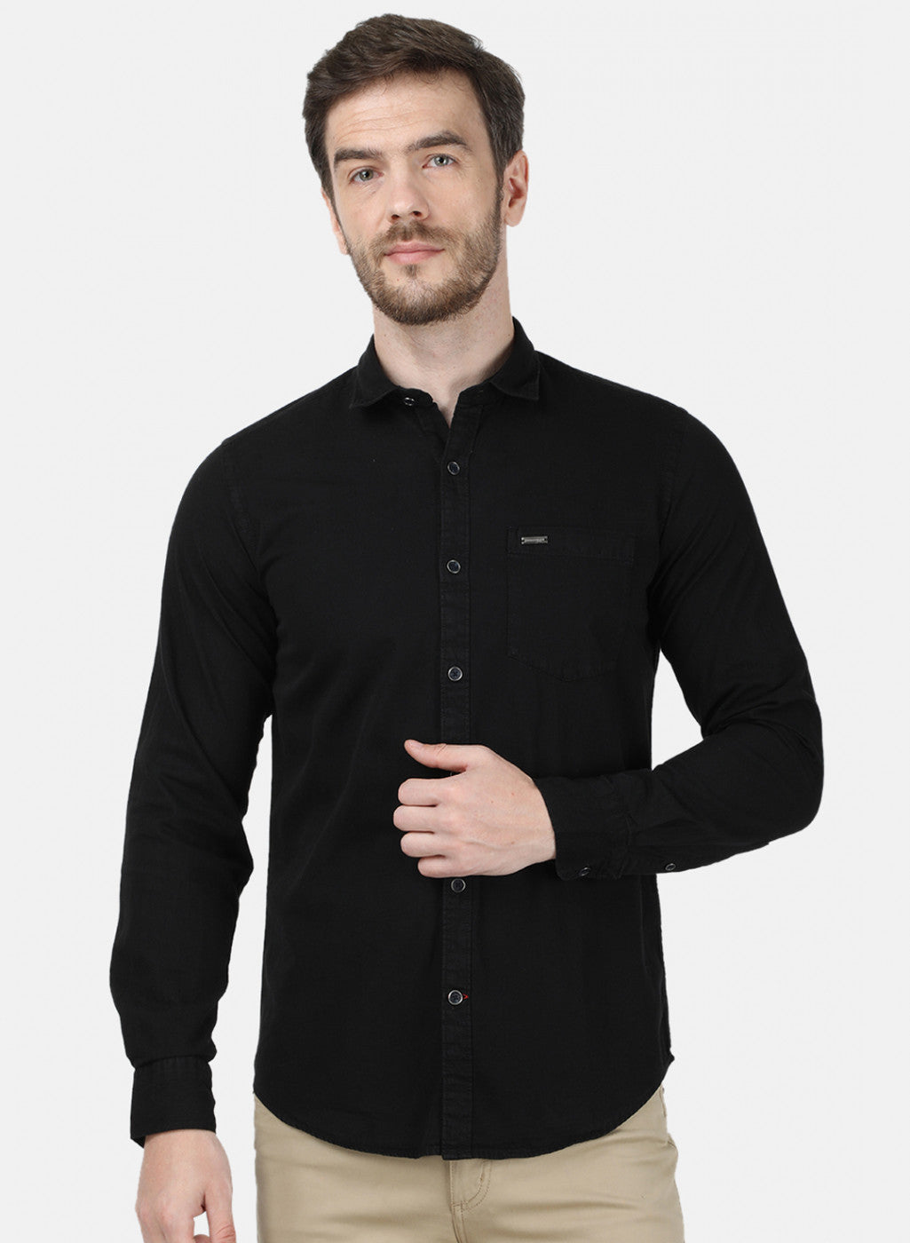 Mens Black Solid Shirt