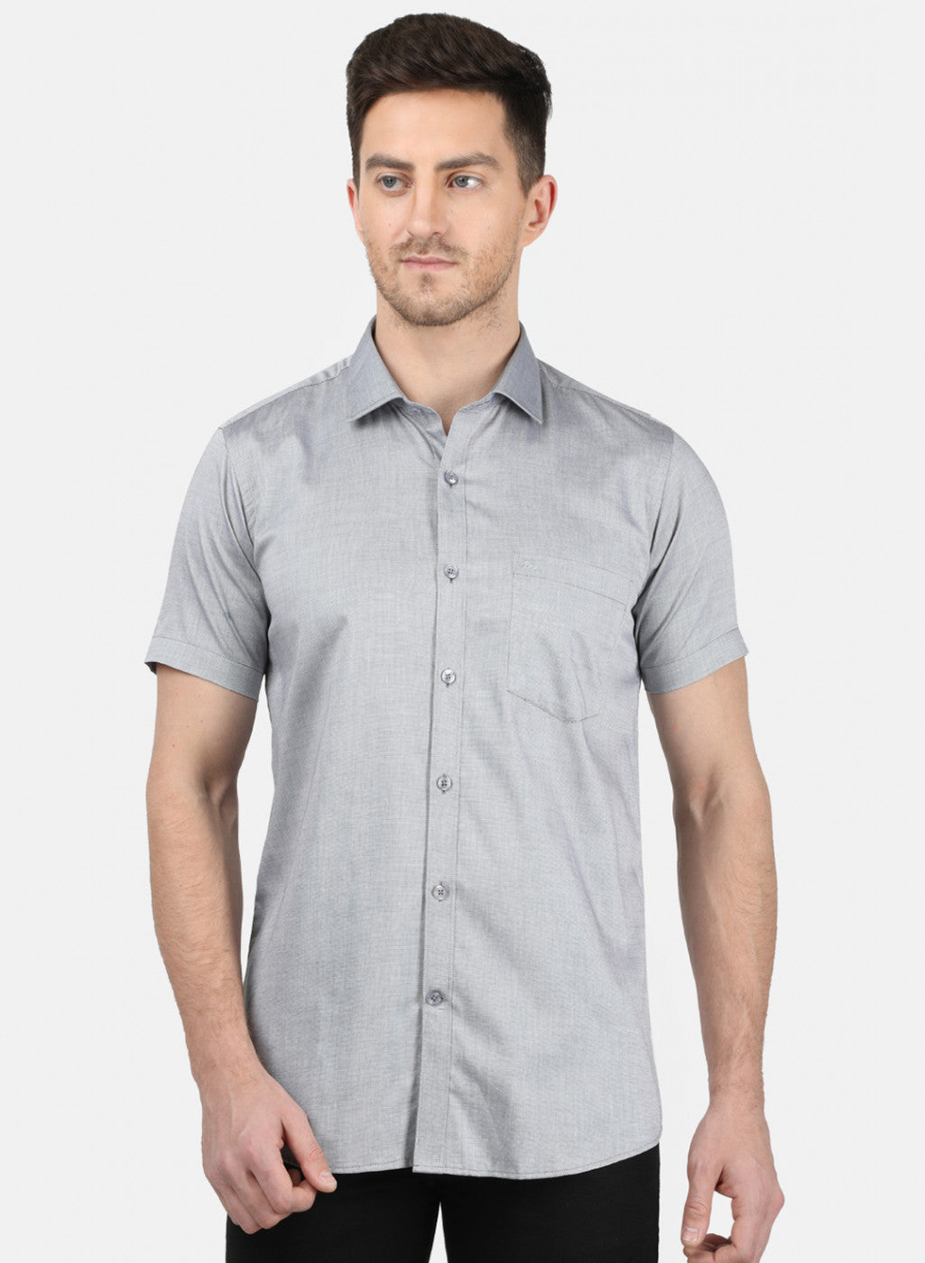 Mens Grey Printed Shirt