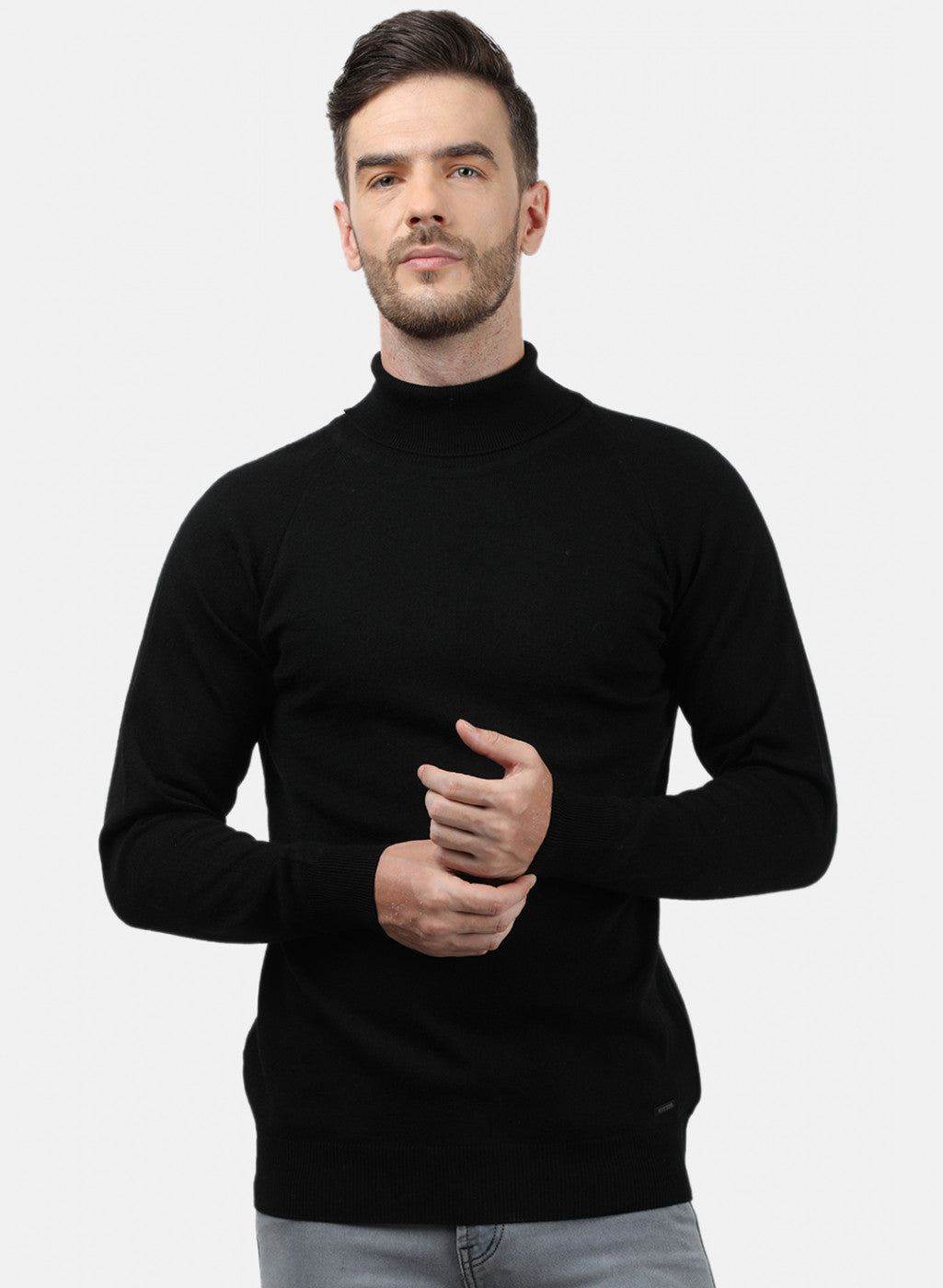 Men Black Solid Pullover