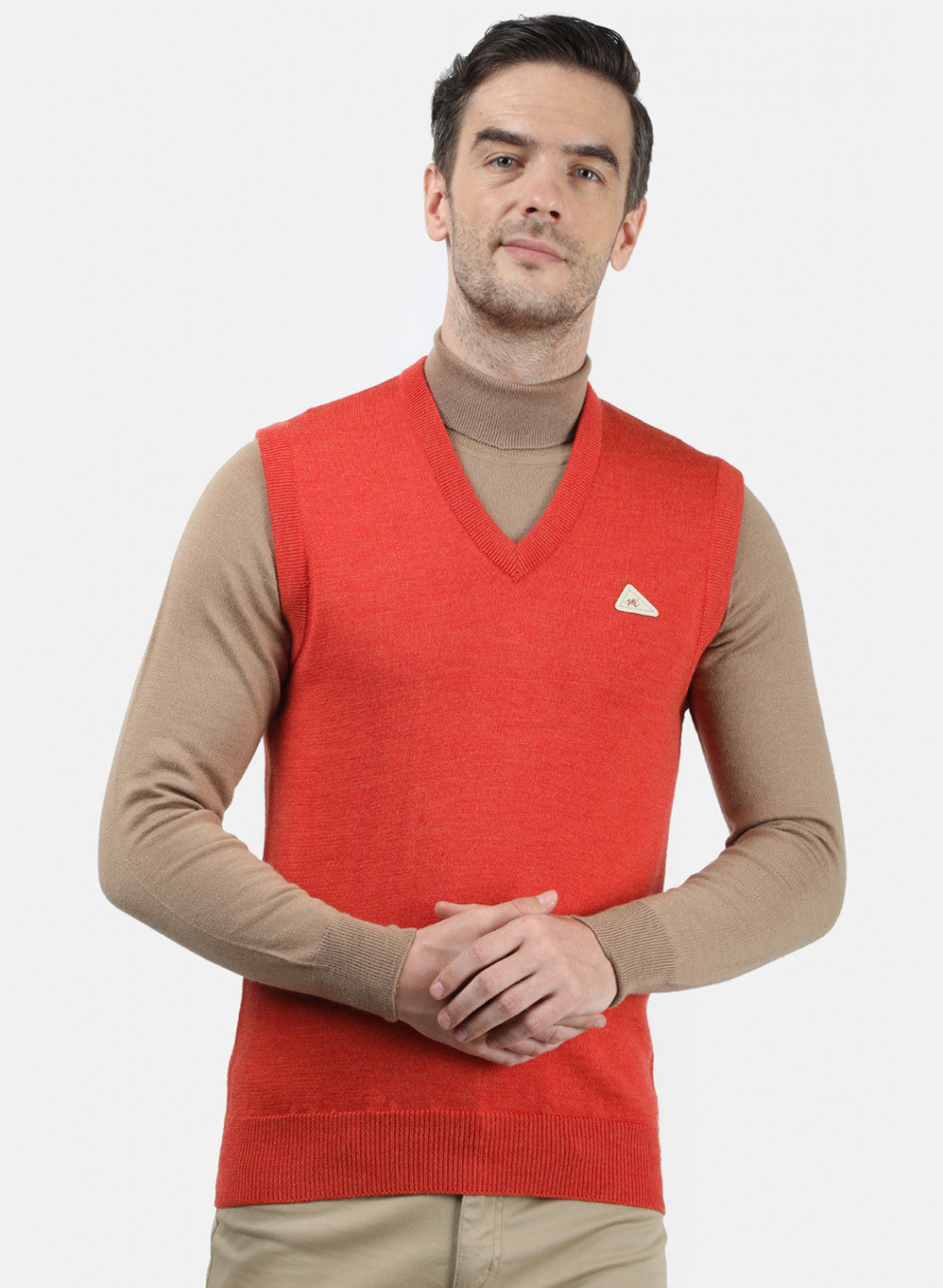 Men Orange Solid Sweater