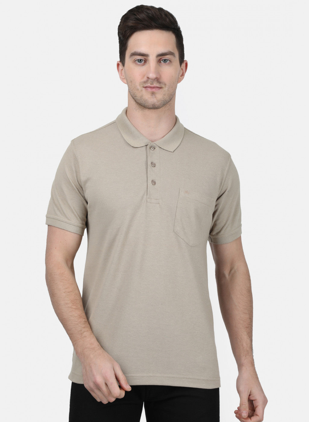 Mens Beige Plain T-Shirt