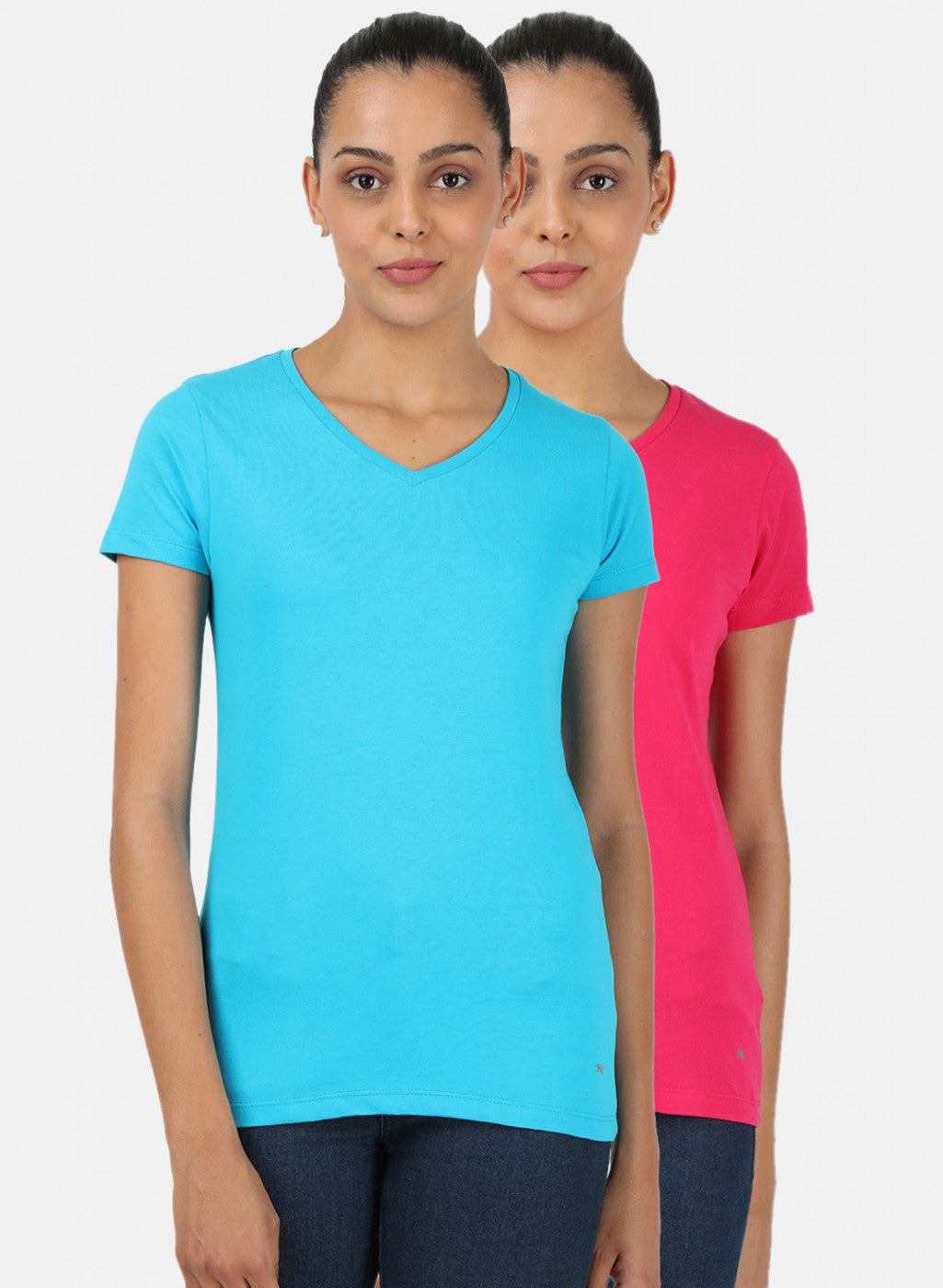 Womens Blue & Pink Plain Top 2Pc Set