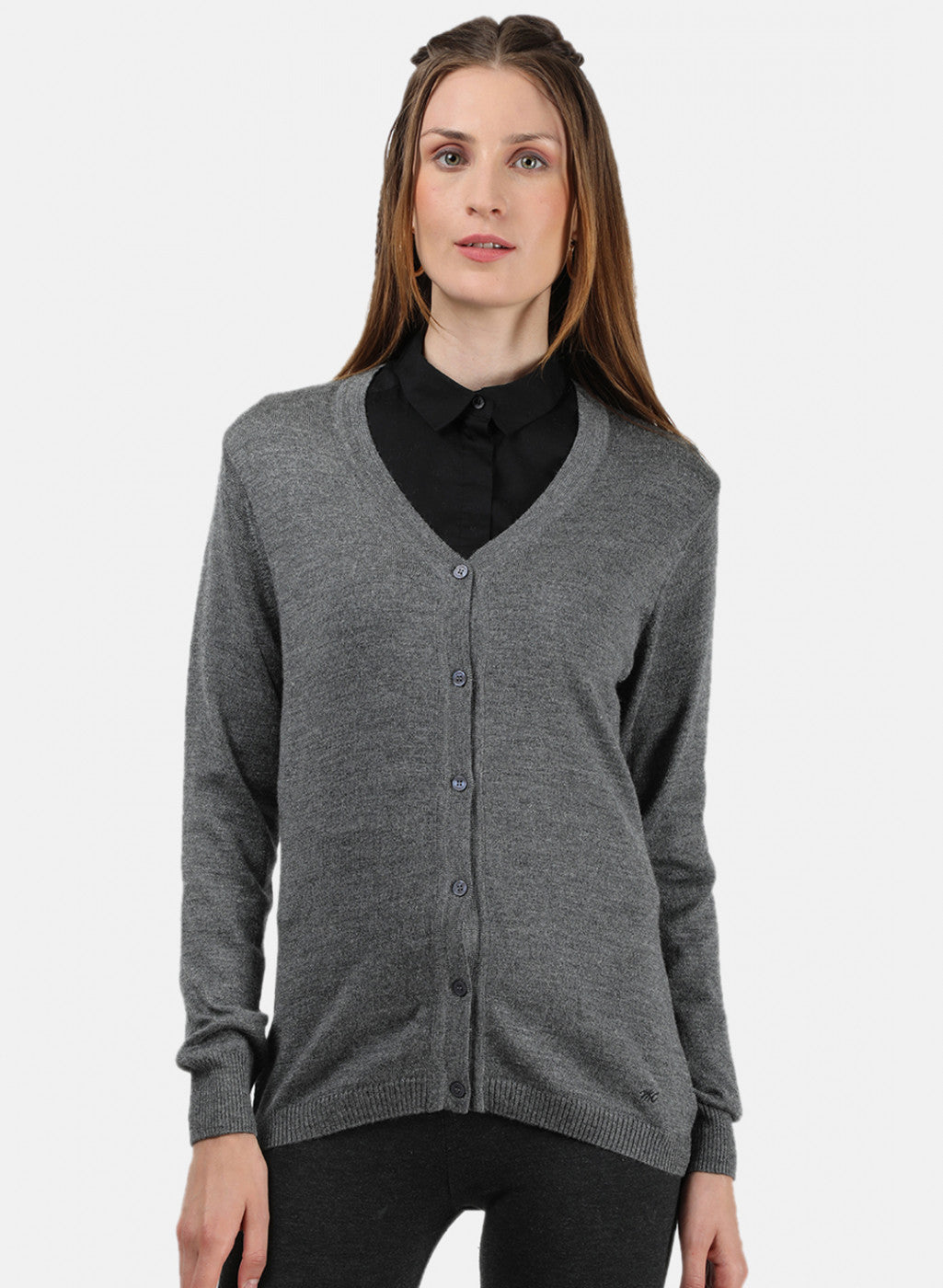 Women Grey Solid Cardigan