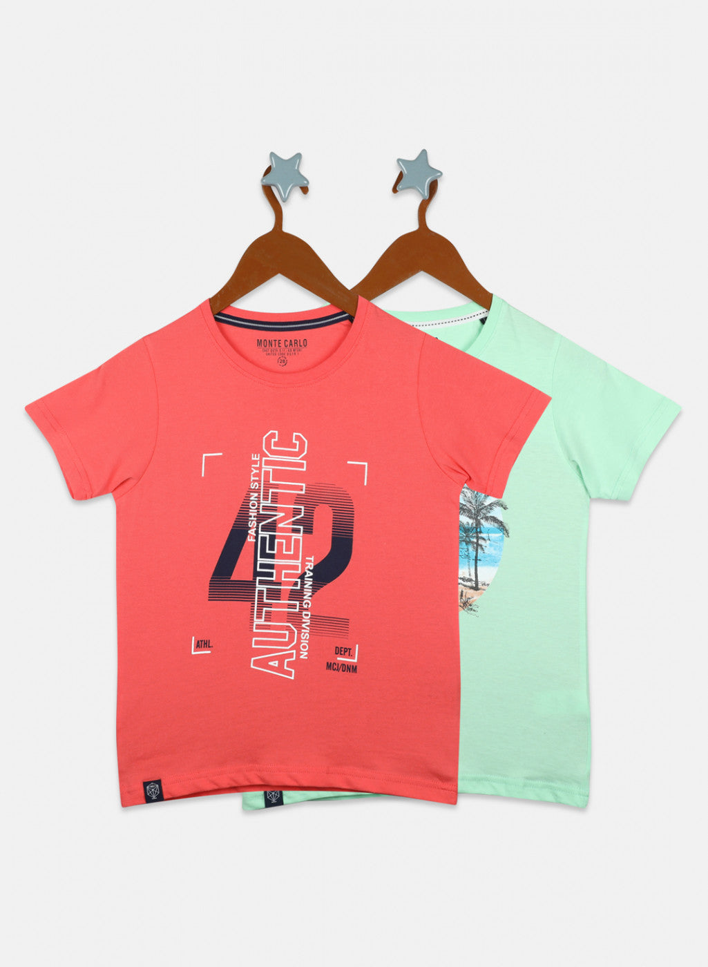 Boys Sea Green & Pink Printed T-Shirt