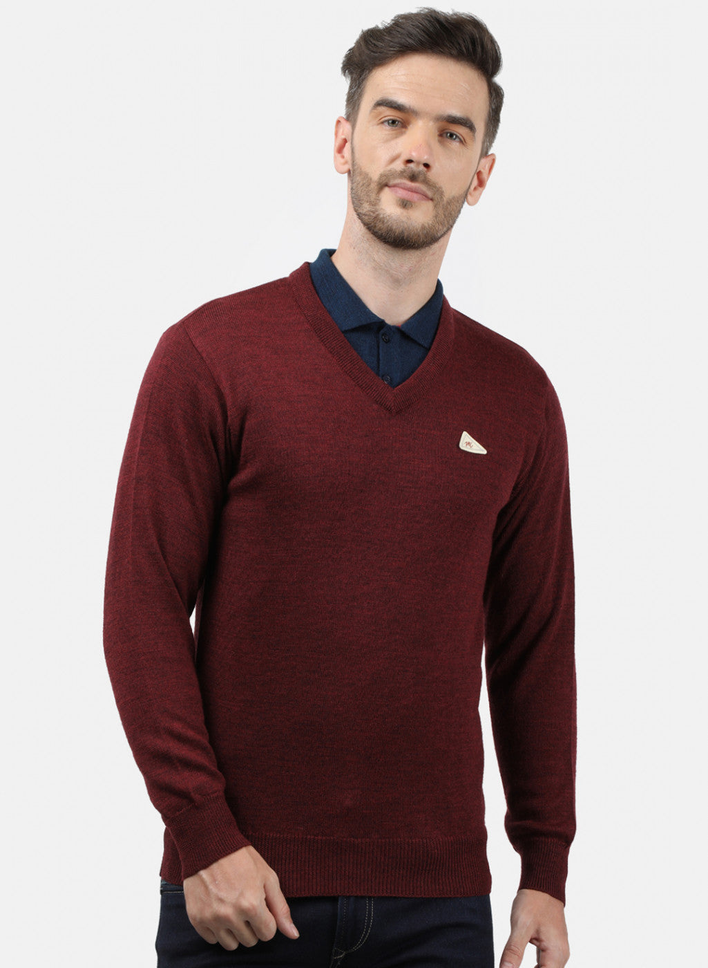 Men Maroon Solid Pullover