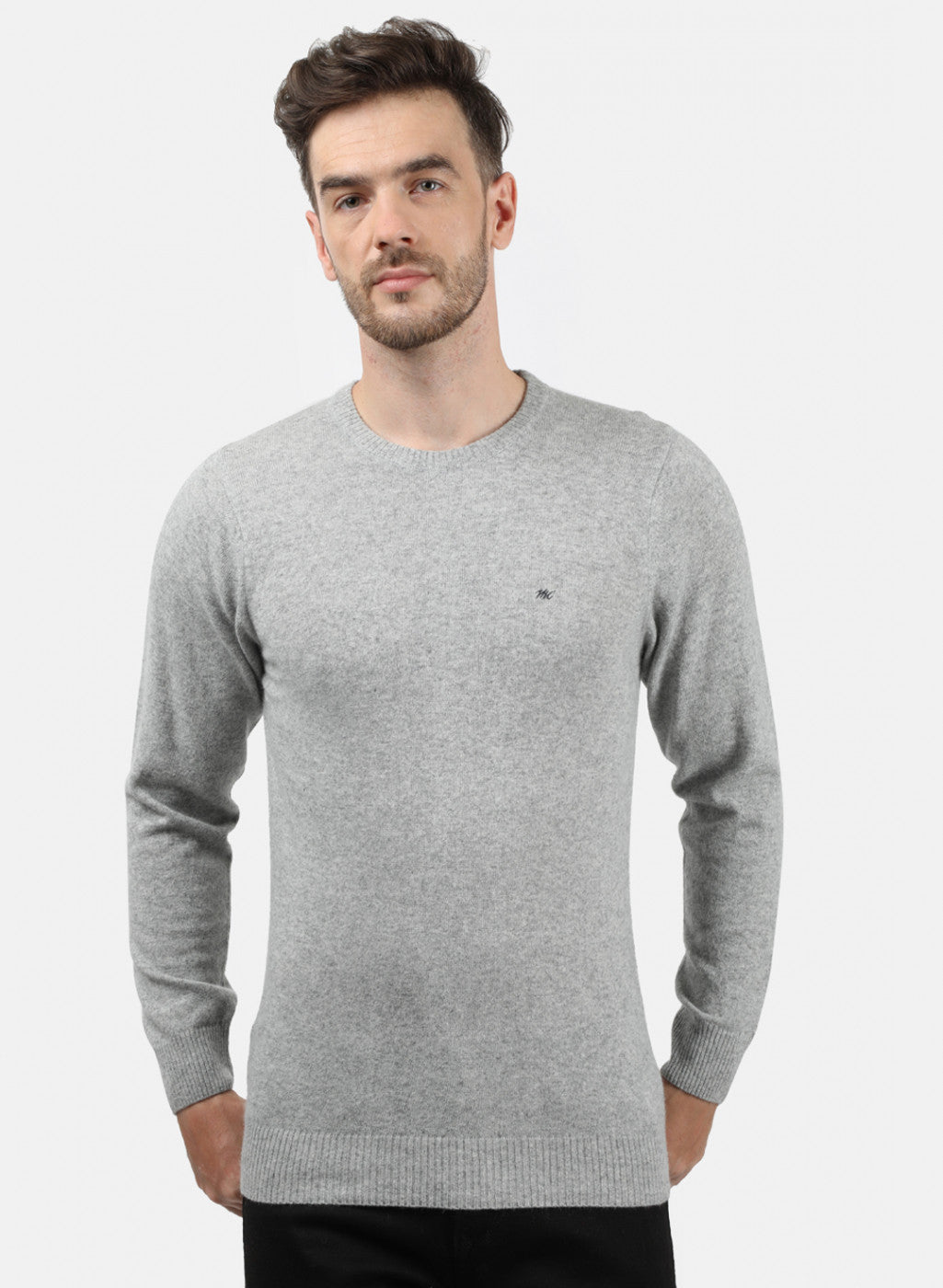 Men Grey Solid Pullover