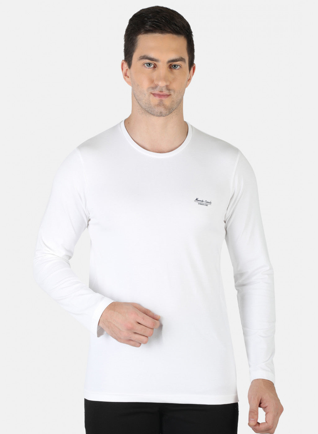 Men White Plain T-Shirt