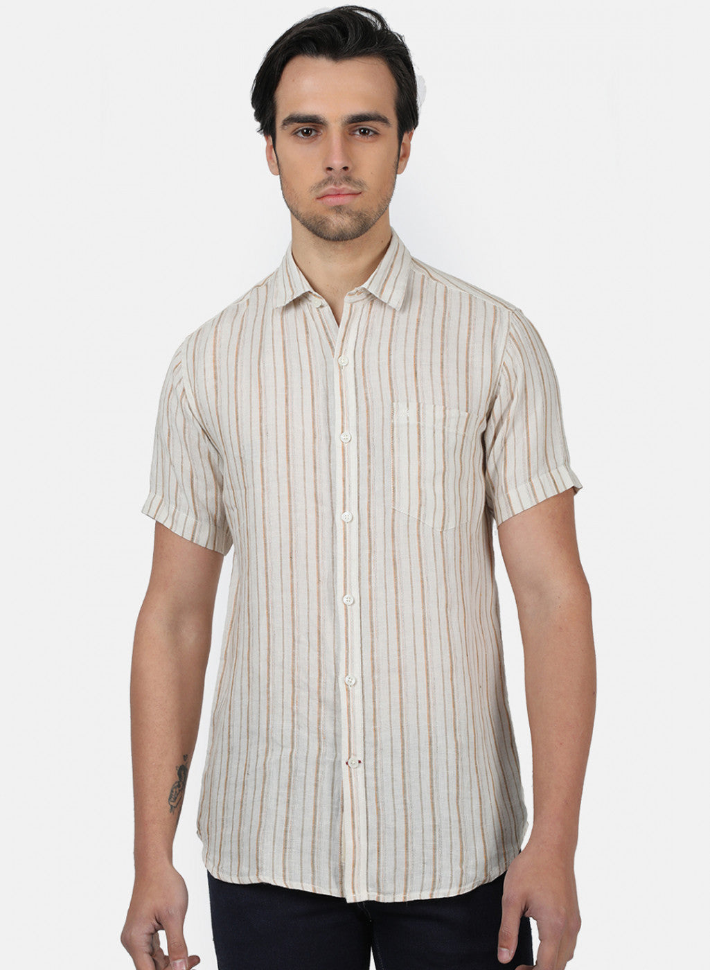 Men Brown Stripe Shirts