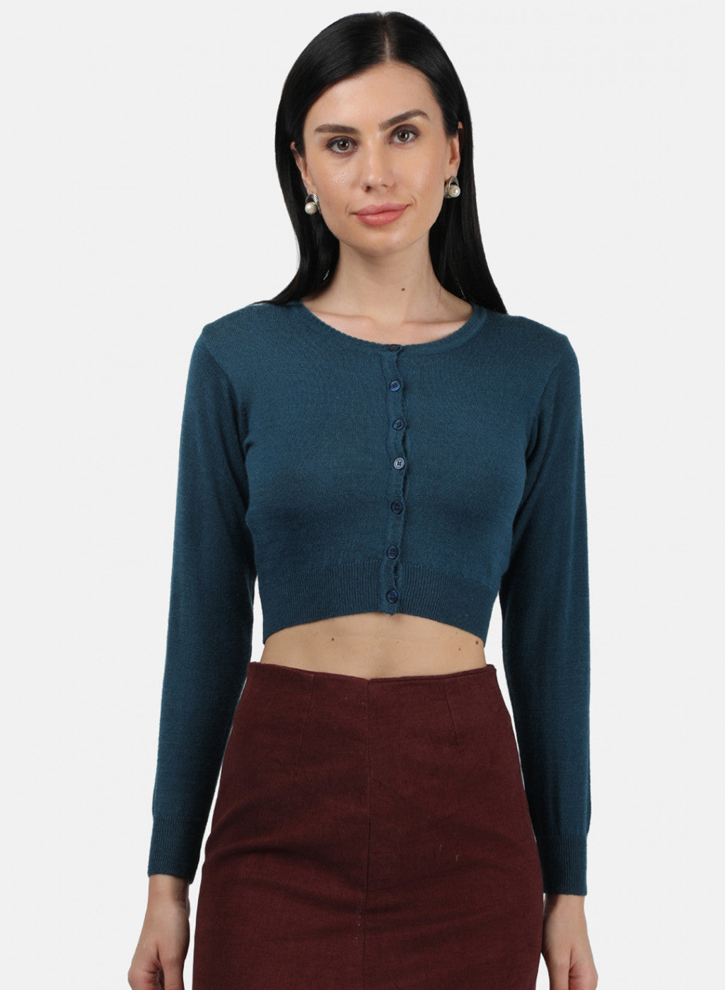 Women Teal Blue Solid Blouse