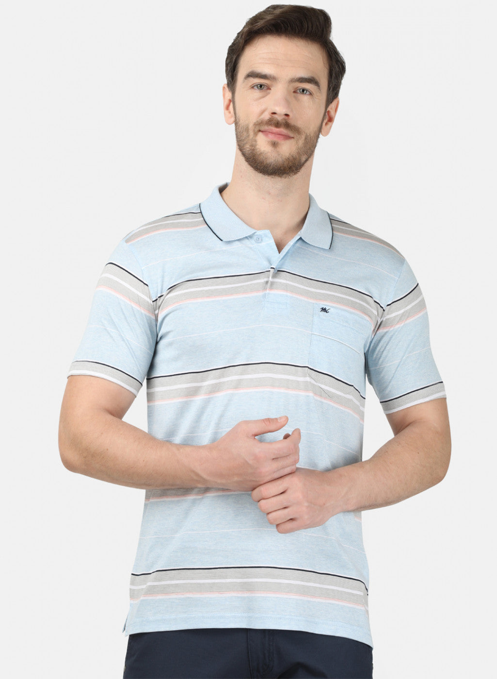 Mens Sky Blue Stripe T-Shirt