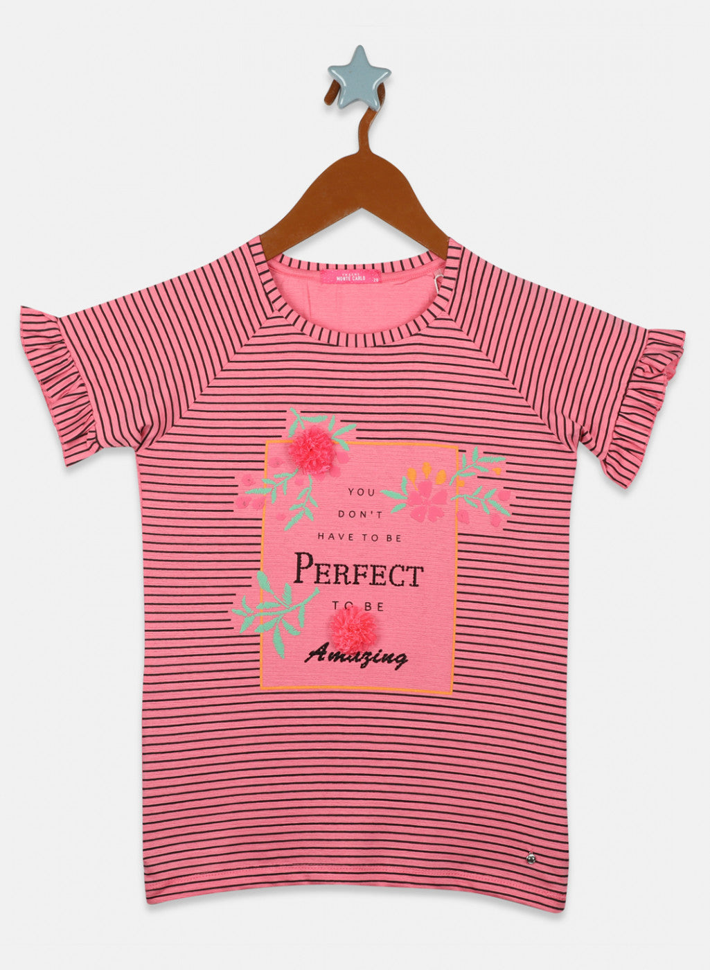 Girls Peach Printed Top