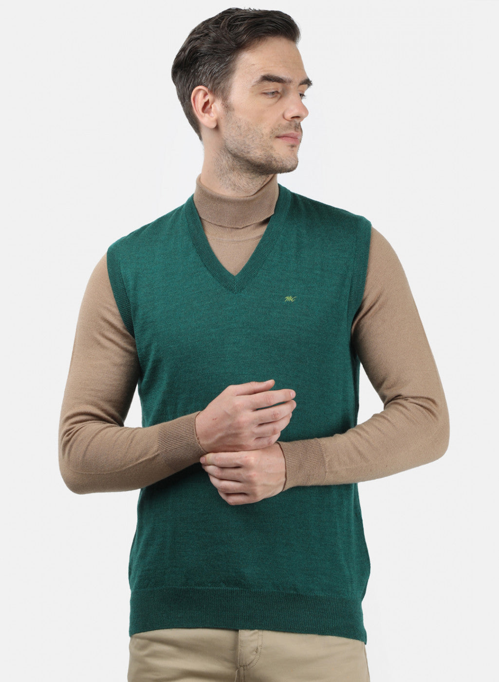 Men Green Solid Sweater