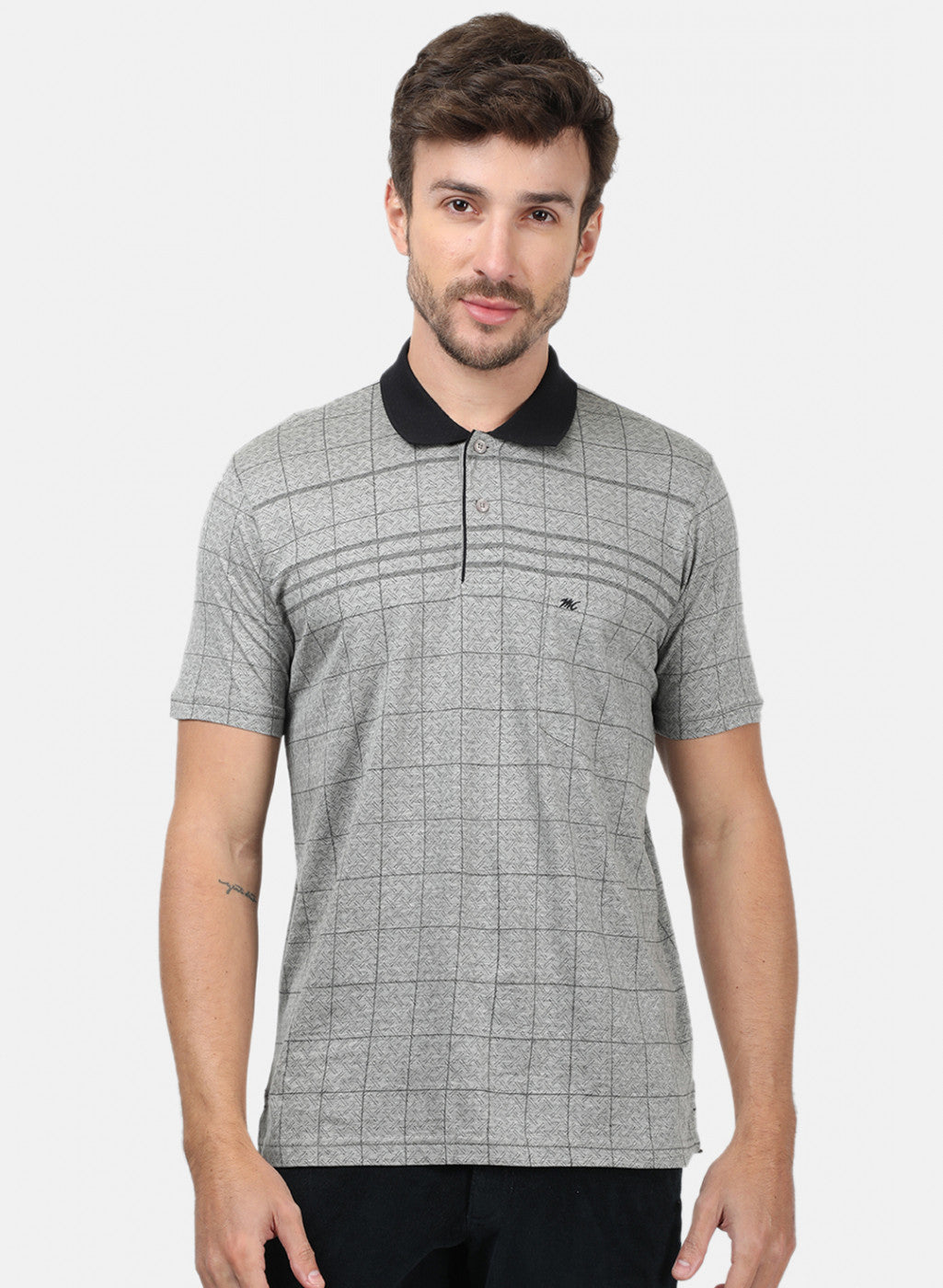 Men Grey Check T-Shirts