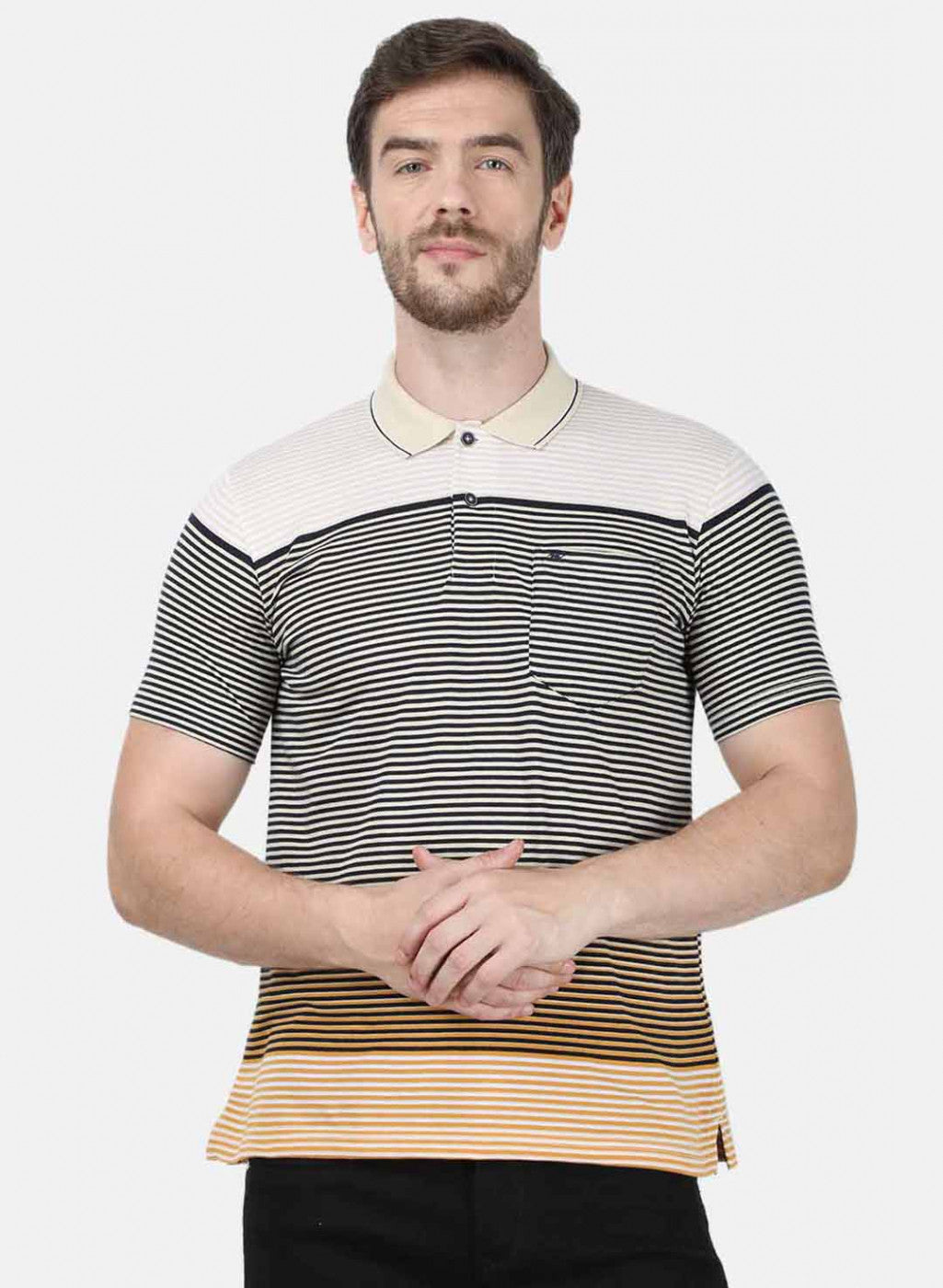 Mens Beige Stripe T-Shirt