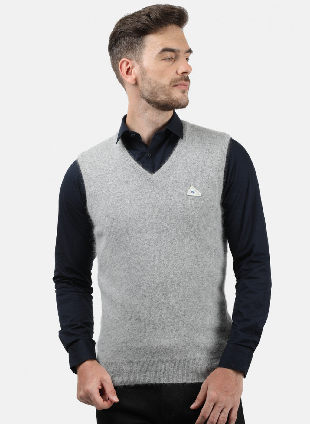 Men Grey Solid Sweater