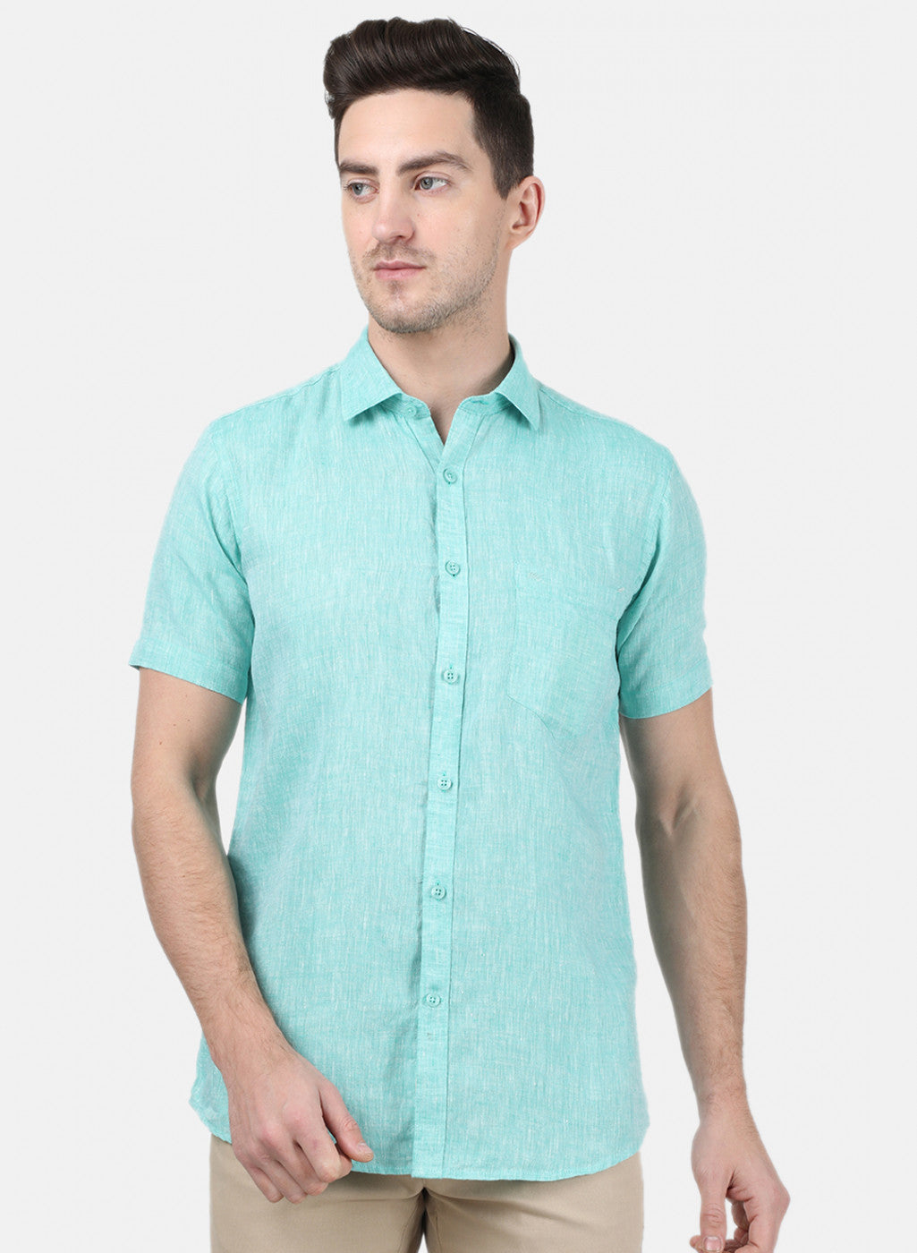 Mens Blue Solid Shirt