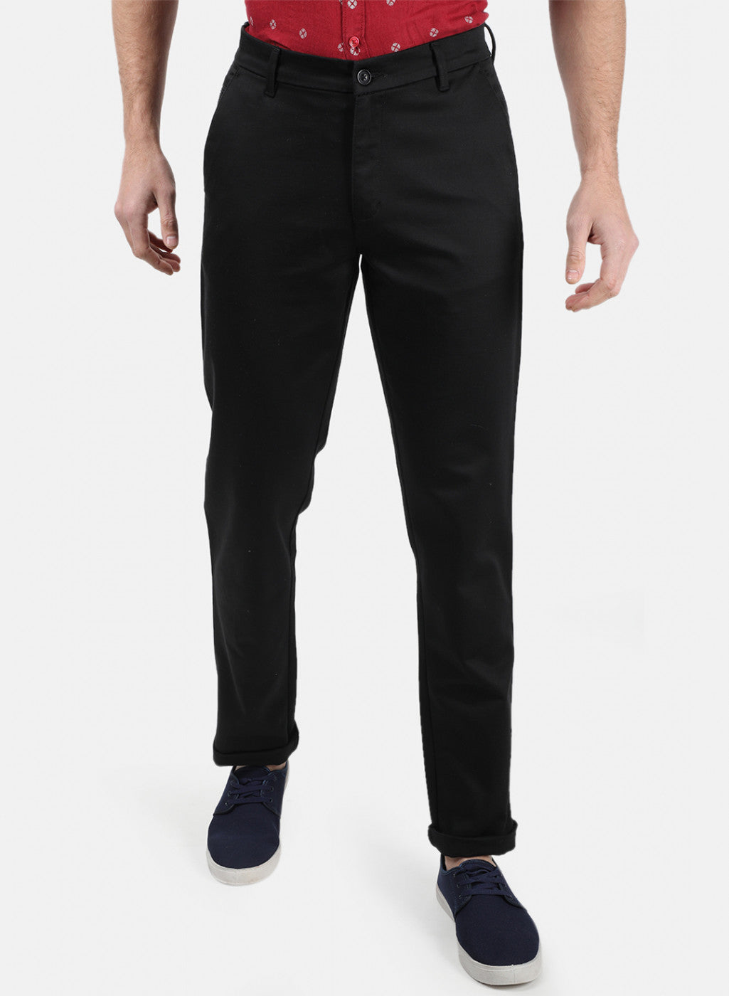 Men Black Plain Trousers