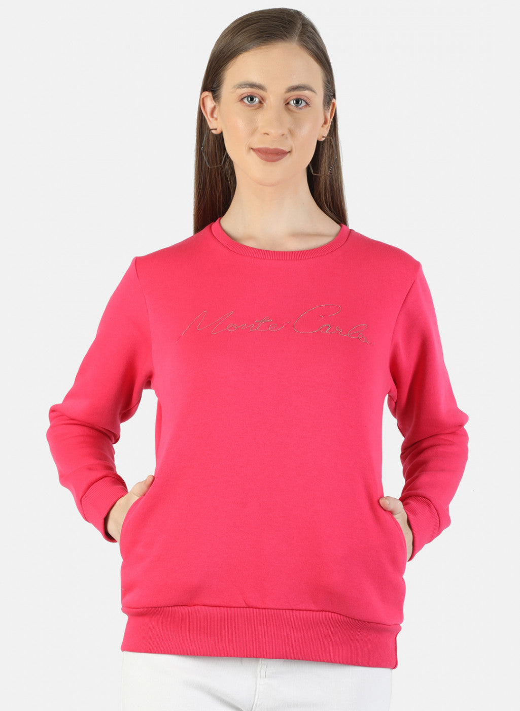 Women Pink Embroidered Sweatshirt