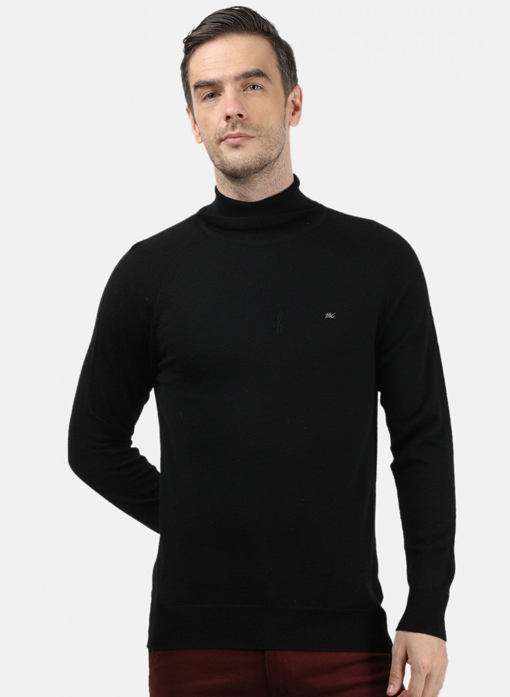 Men Black Solid Pullover