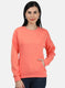 Women Peach Plain Sweatshirt