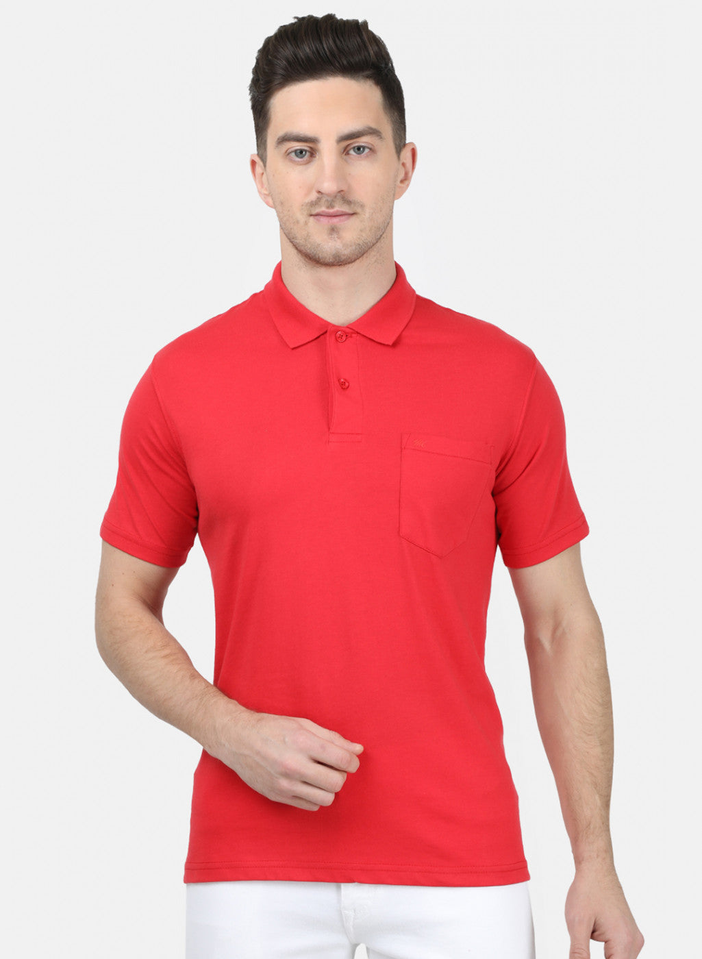 Mens Red Plain T-Shirt