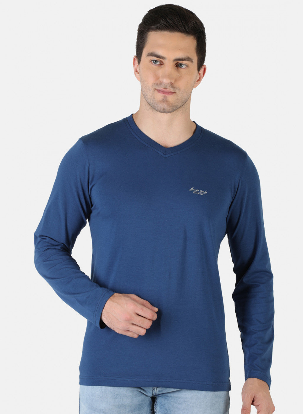 Men Blue Plain T-Shirt