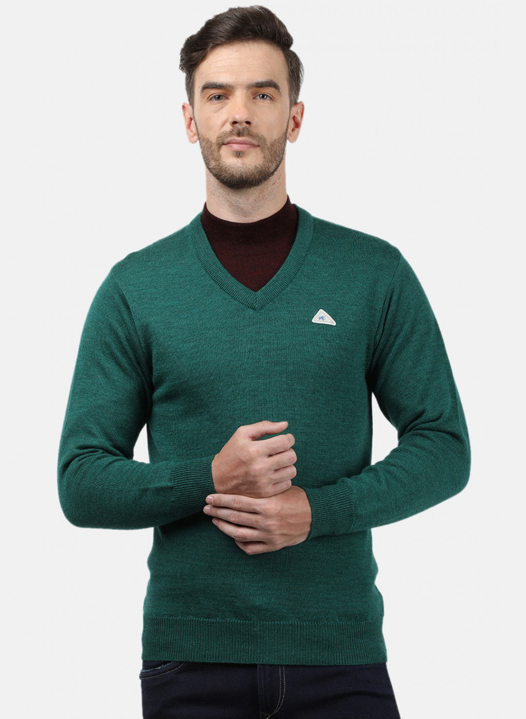 Men Green Solid Pullover