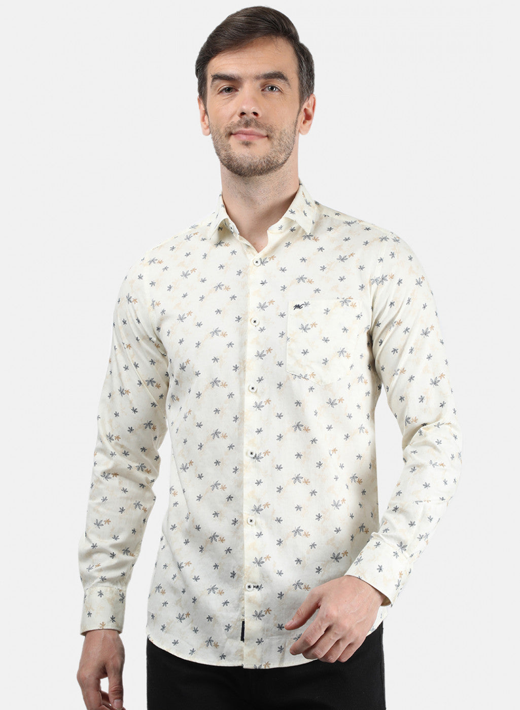 Men Cream Printed Shirt