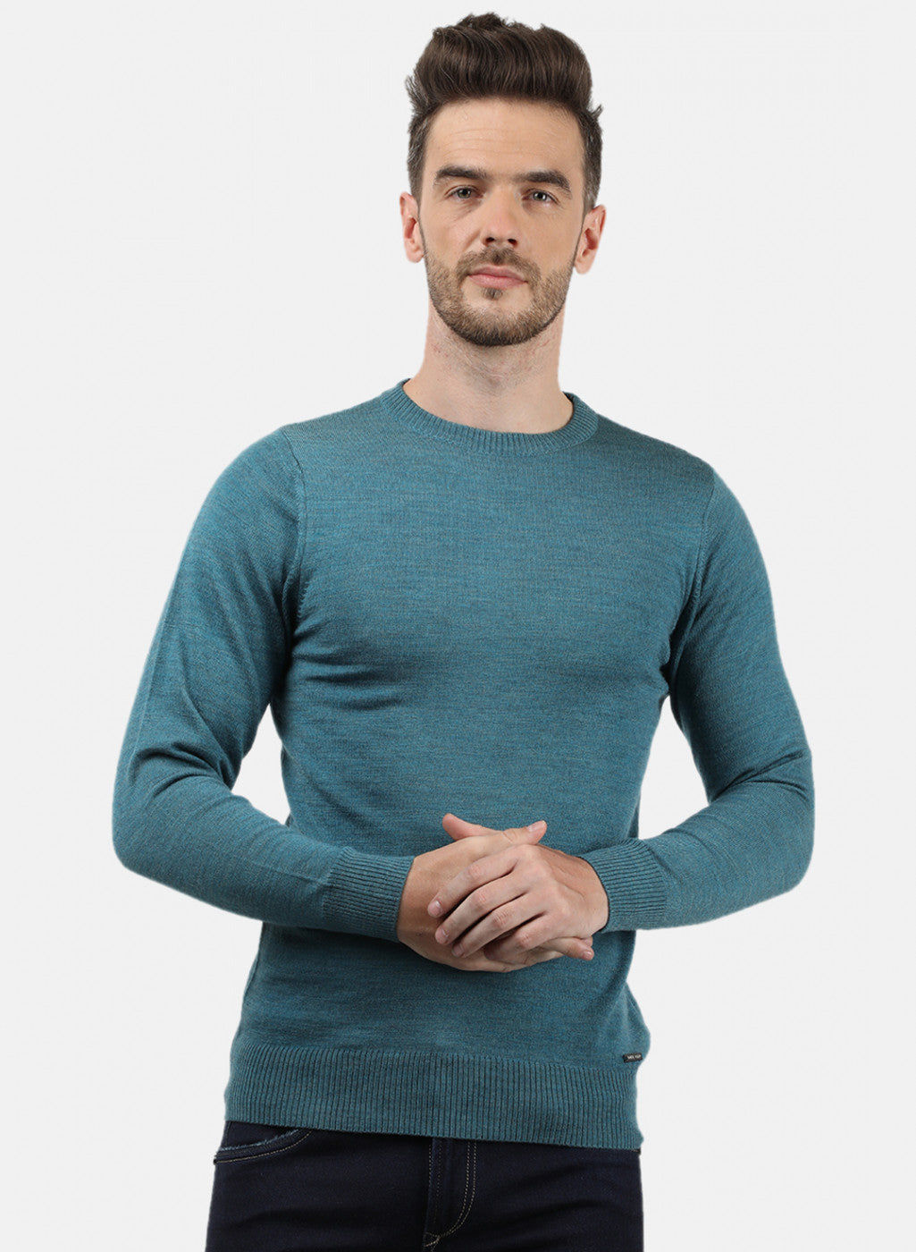 Men Blue Solid Pullover