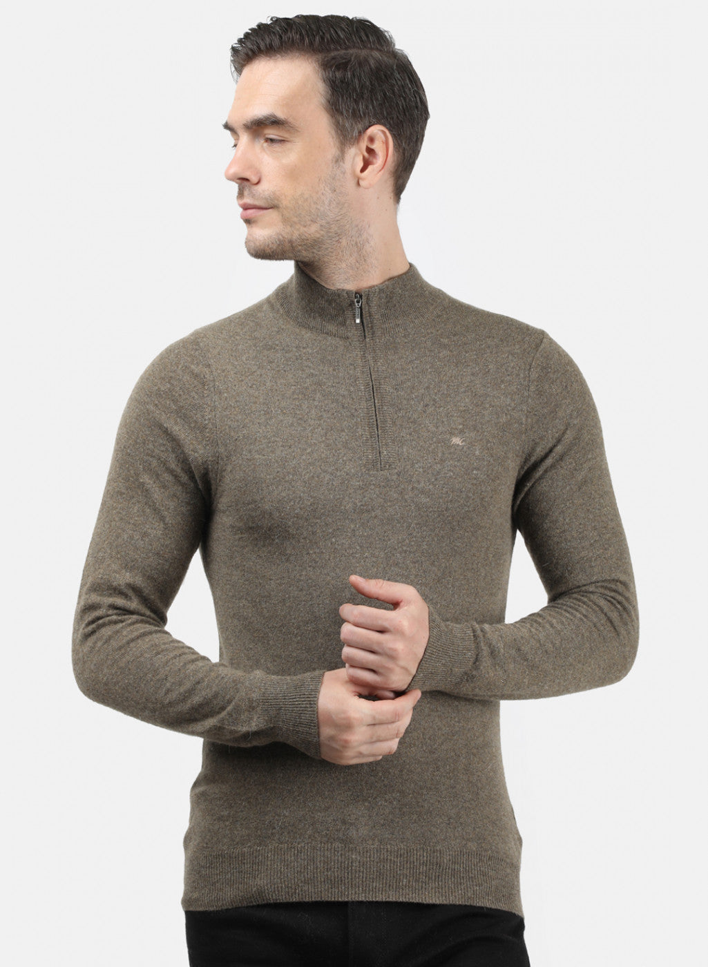 Men Brown Solid Pullover