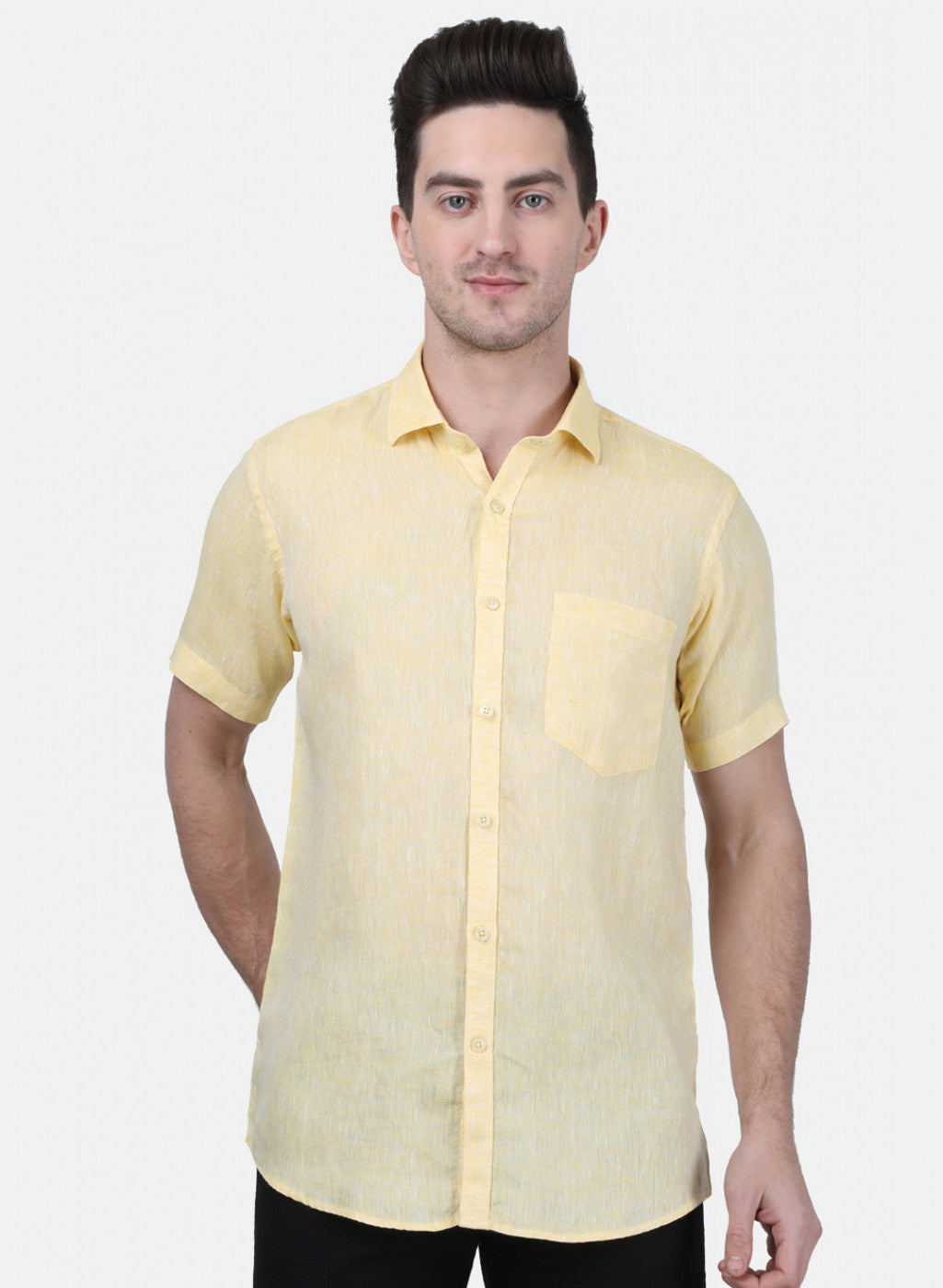 Mens Yellow Solid Shirt