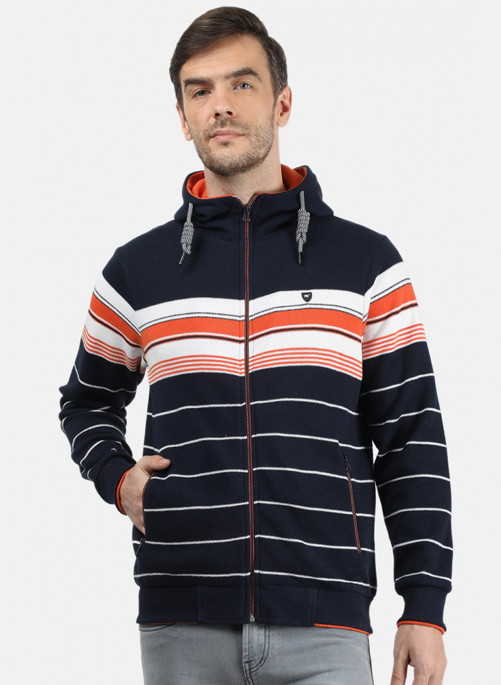 Men Blue Stripe Sweatshirt