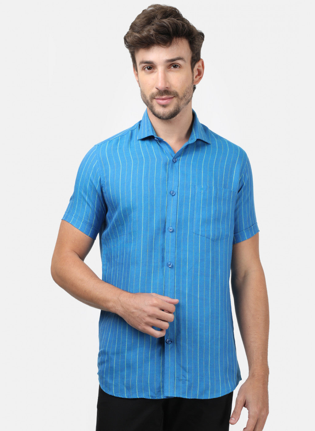 Men Blue Stripe Shirts