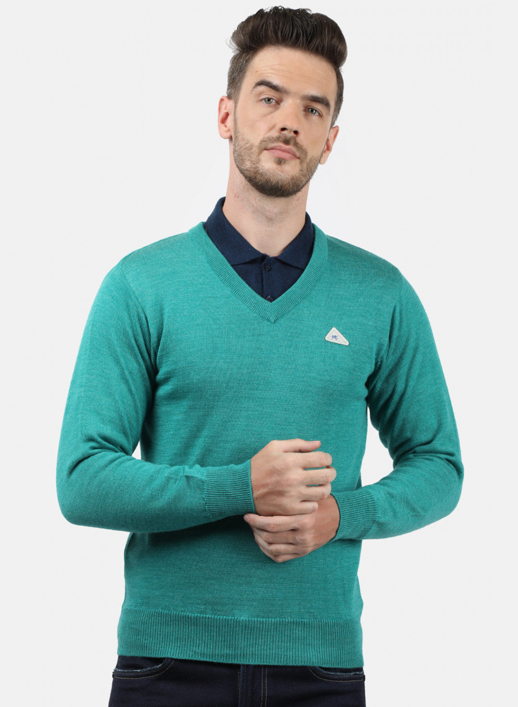 Men Blue Solid Pullover