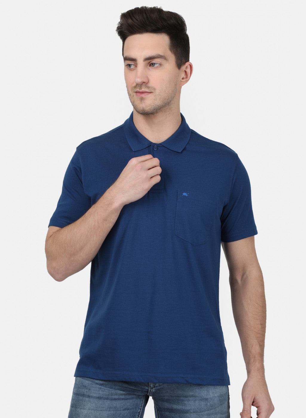 Mens Blue Plain T-Shirt