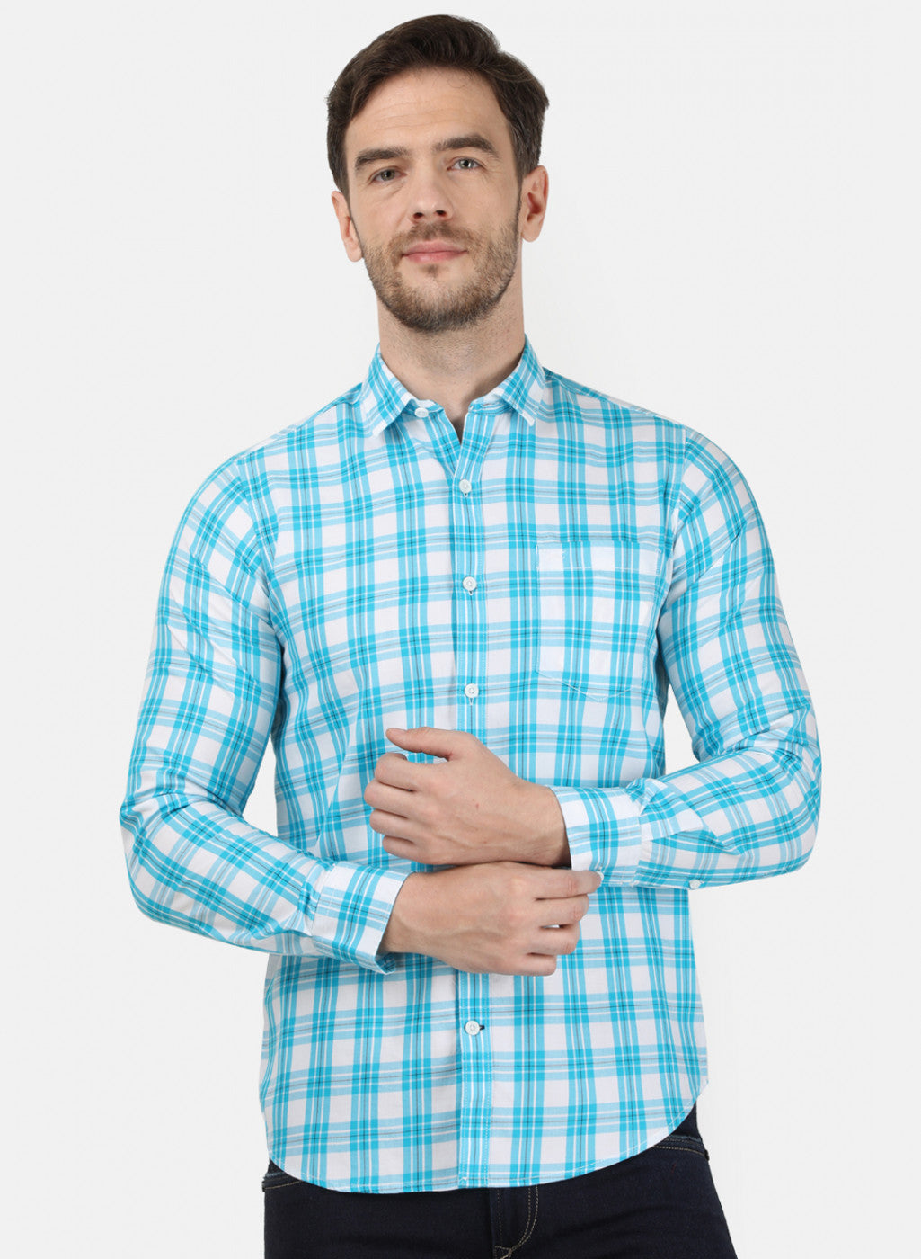 Mens Blue Check Shirts