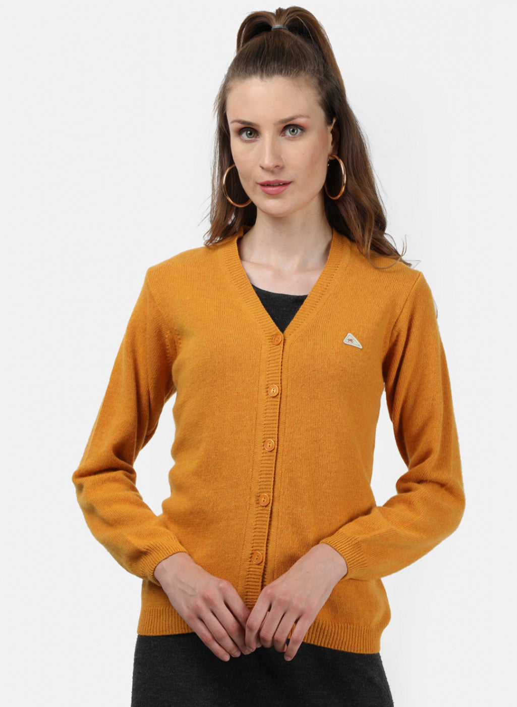 Women Yellow Solid Cardigan